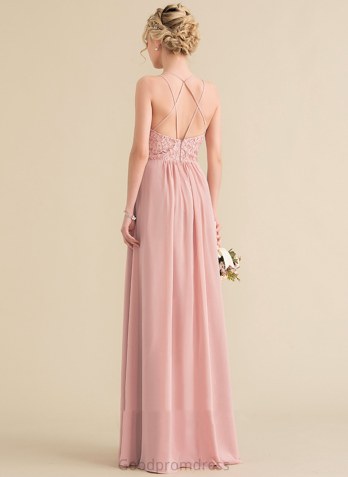 Rihanna Floor-Length Chiffon Prom Dresses Sweetheart A-Line Lace