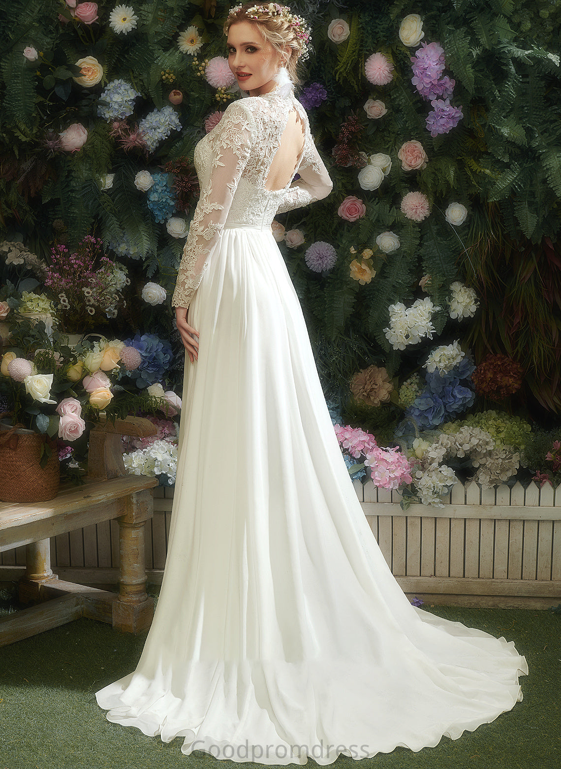 A-Line V-neck Lace Erin Wedding Floor-Length With Wedding Dresses Dress