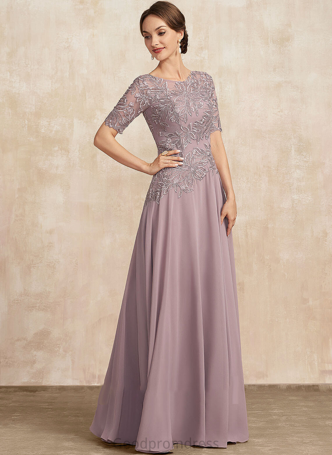 Chiffon Dress Neck of Amy Lace A-Line the Mother of the Bride Dresses Scoop Mother Floor-Length Bride