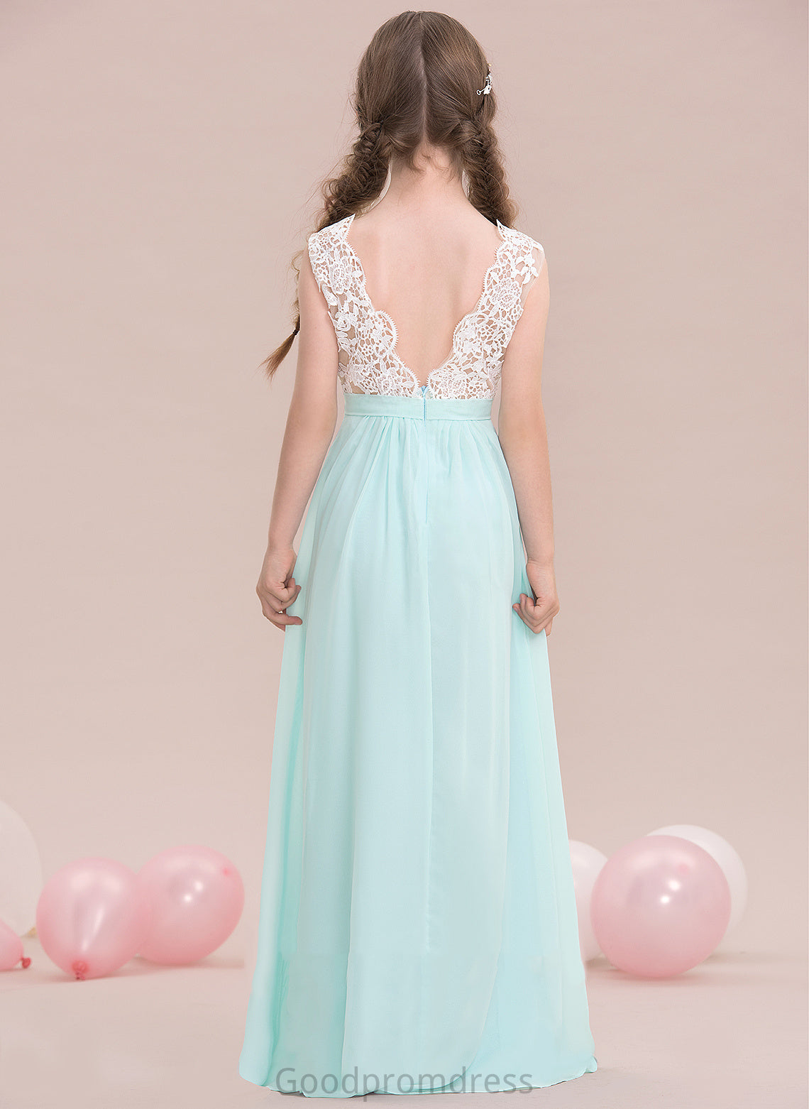 Patricia Floor-Length V-neck Junior Bridesmaid Dresses A-Line Chiffon