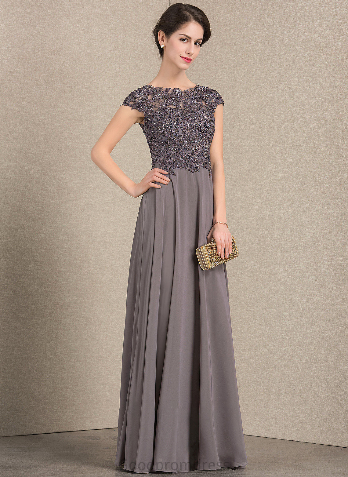 Nydia Mother of the Bride Dresses the Neck Lace With Beading Dress Floor-Length Scoop A-Line Bride of Mother Chiffon