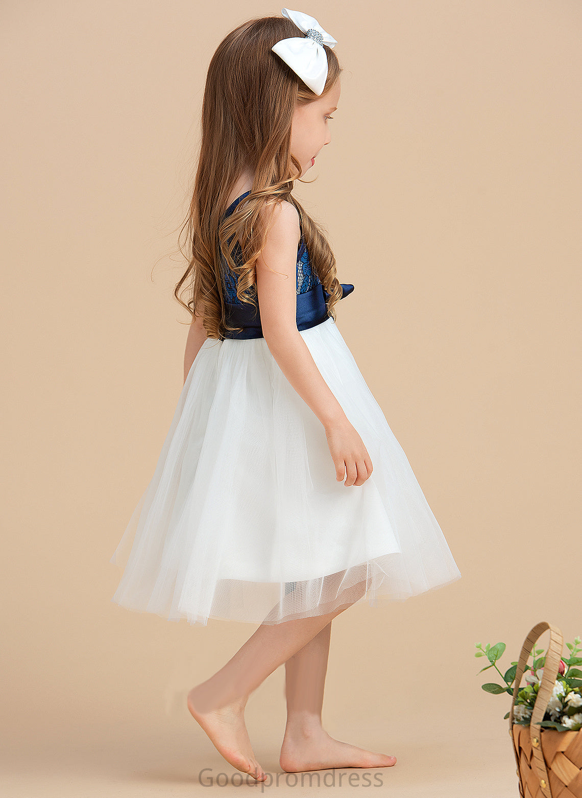 Tulle/Lace Scoop Sleeveless Dress Flower Greta Girl Knee-length Flower Girl Dresses A-Line - Neck