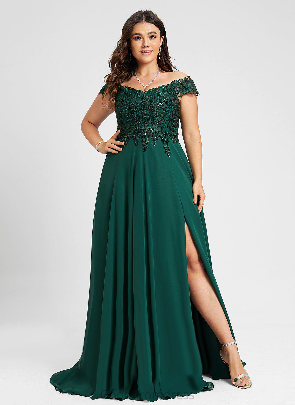 Sequins Chiffon Lace With Prom Dresses Off-the-Shoulder A-Line Train Setlla Sweep