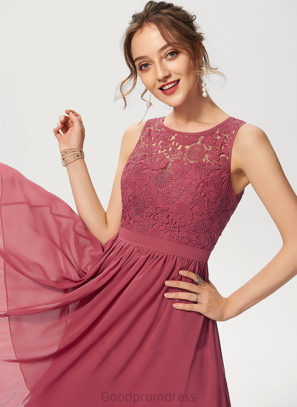 Dress Nicola Lace Cocktail A-Line Cocktail Dresses Knee-Length Neck Chiffon Scoop