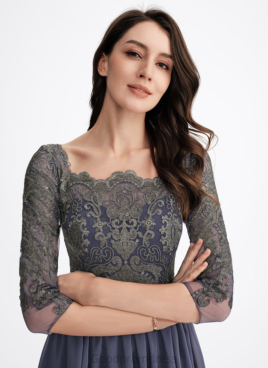 Lace Lace Cocktail Dresses A-Line Cocktail With Chiffon Neckline Knee-Length Square Dress Kayleigh