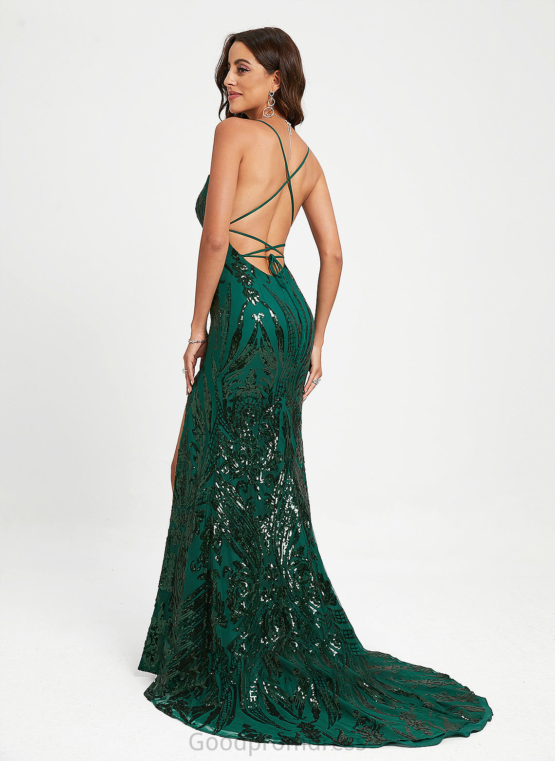 Scoop Sequins Sequined Train Sweep With Trumpet/Mermaid Neck Jessie Prom Dresses