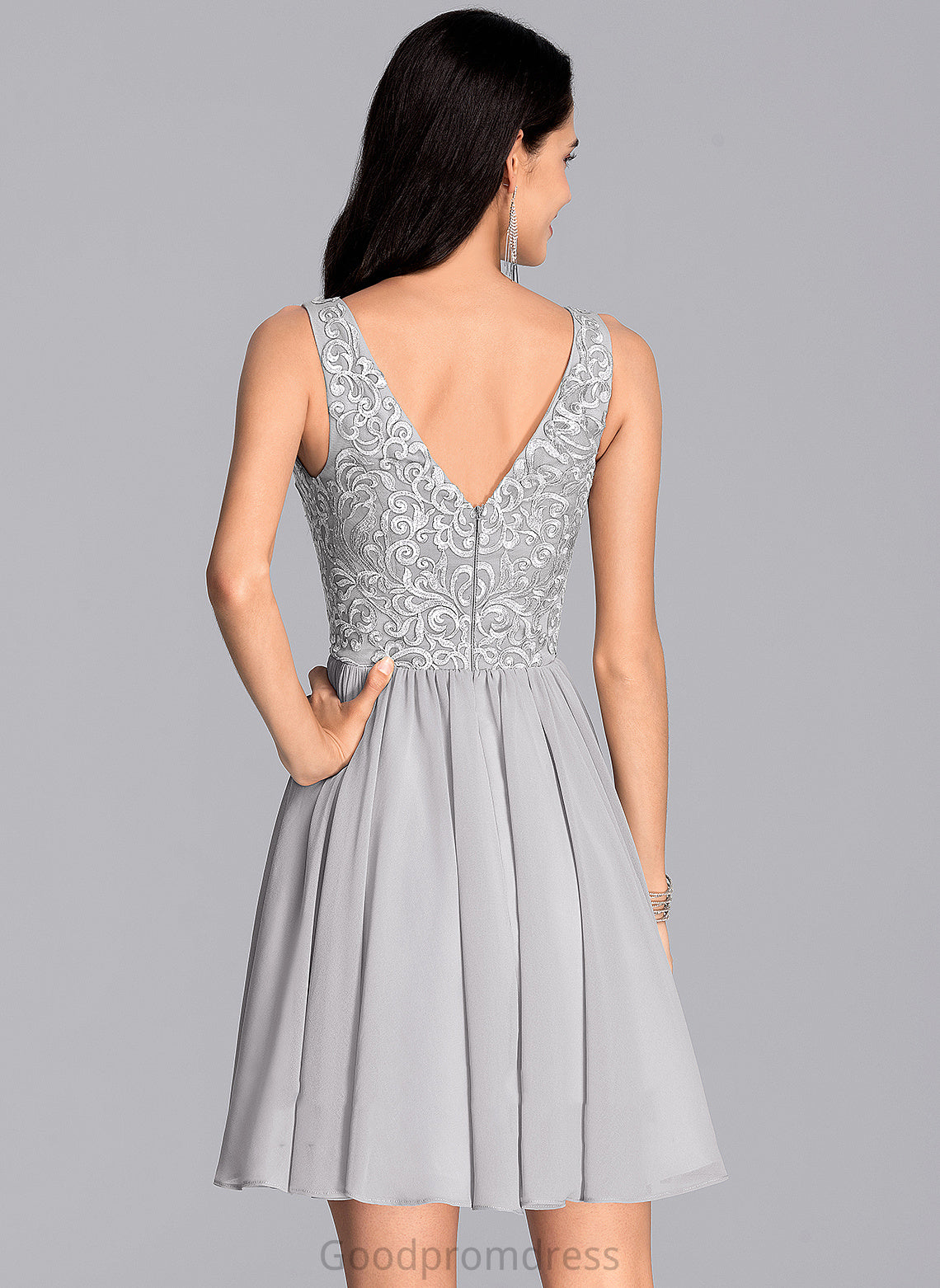 Homecoming V-neck Chiffon With Lace Homecoming Dresses Dylan Dress Sequins Short/Mini A-Line