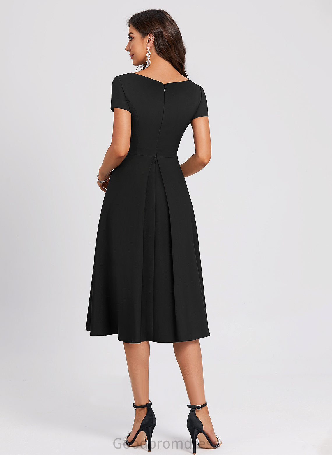 Crepe Cocktail Dresses Zara Dress Cocktail A-Line Stretch Knee-Length V-neck