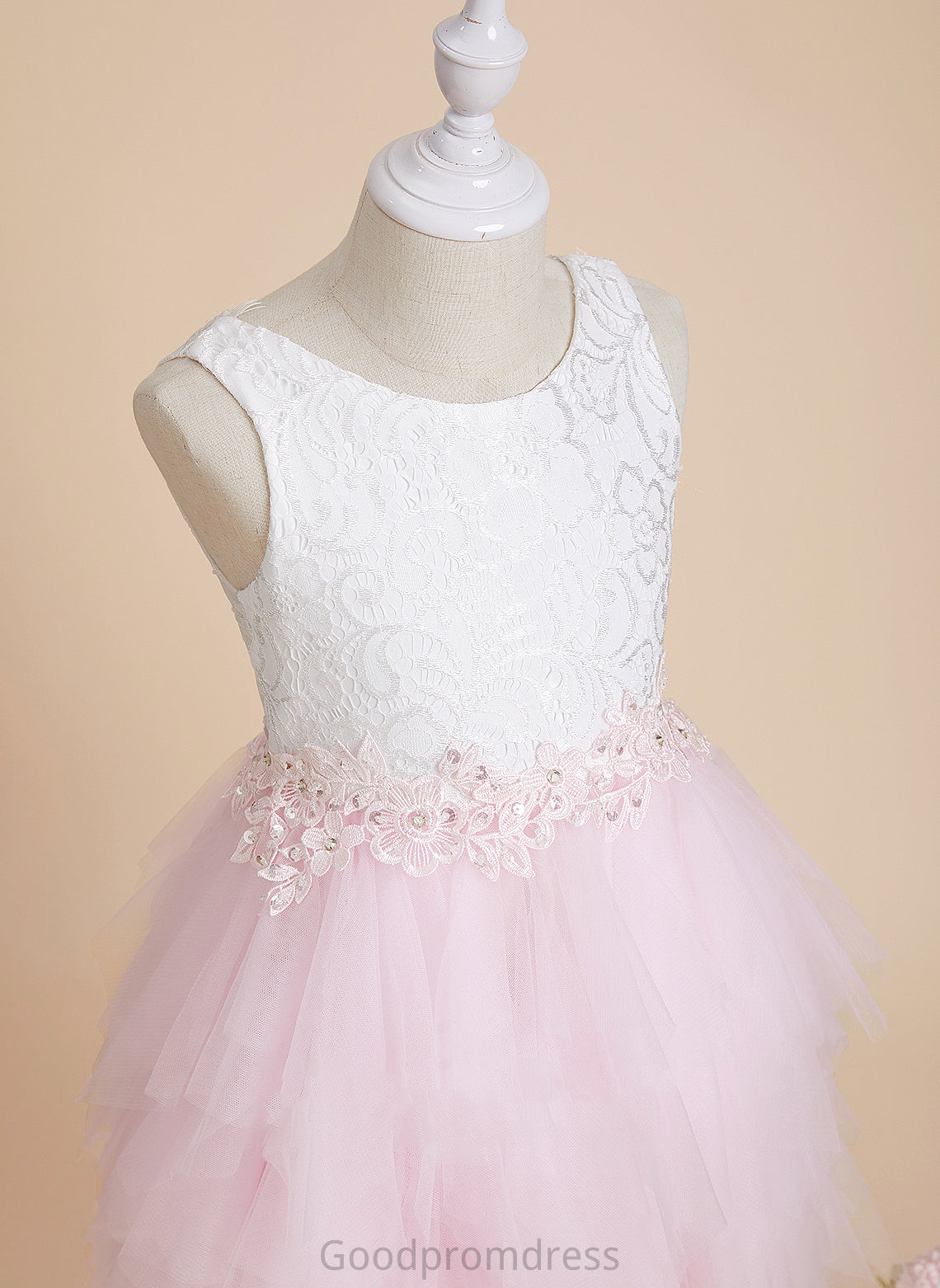 With - Back Knee-length Tulle/Lace Flower Neck Flower Girl Dresses Kristina Dress Sleeveless Scoop Ball-Gown/Princess Girl Lace/Beading/Sequins/V