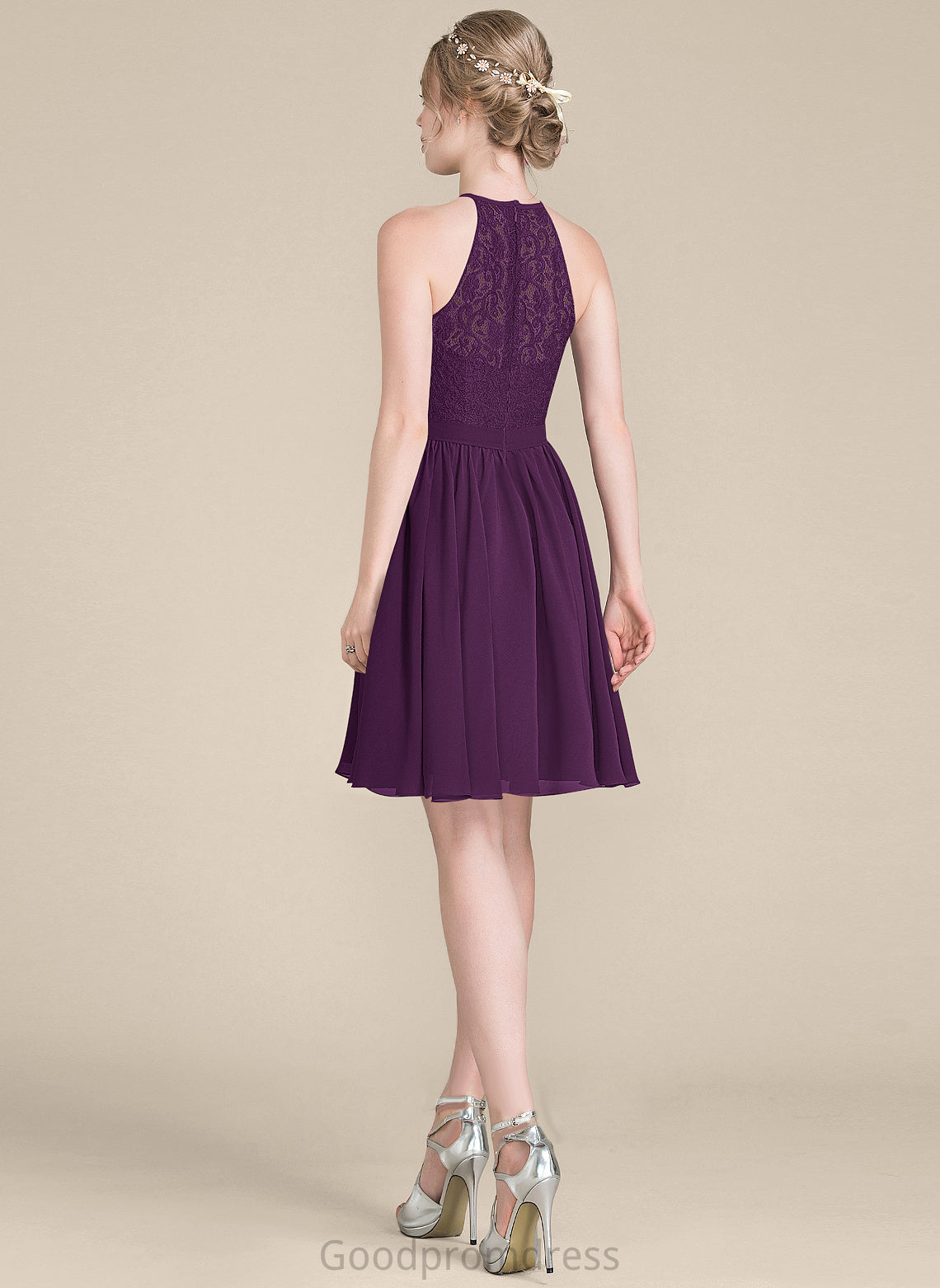 Scoop Lace Cocktail A-Line Knee-Length Neck Chiffon Dress Cocktail Dresses Juliette