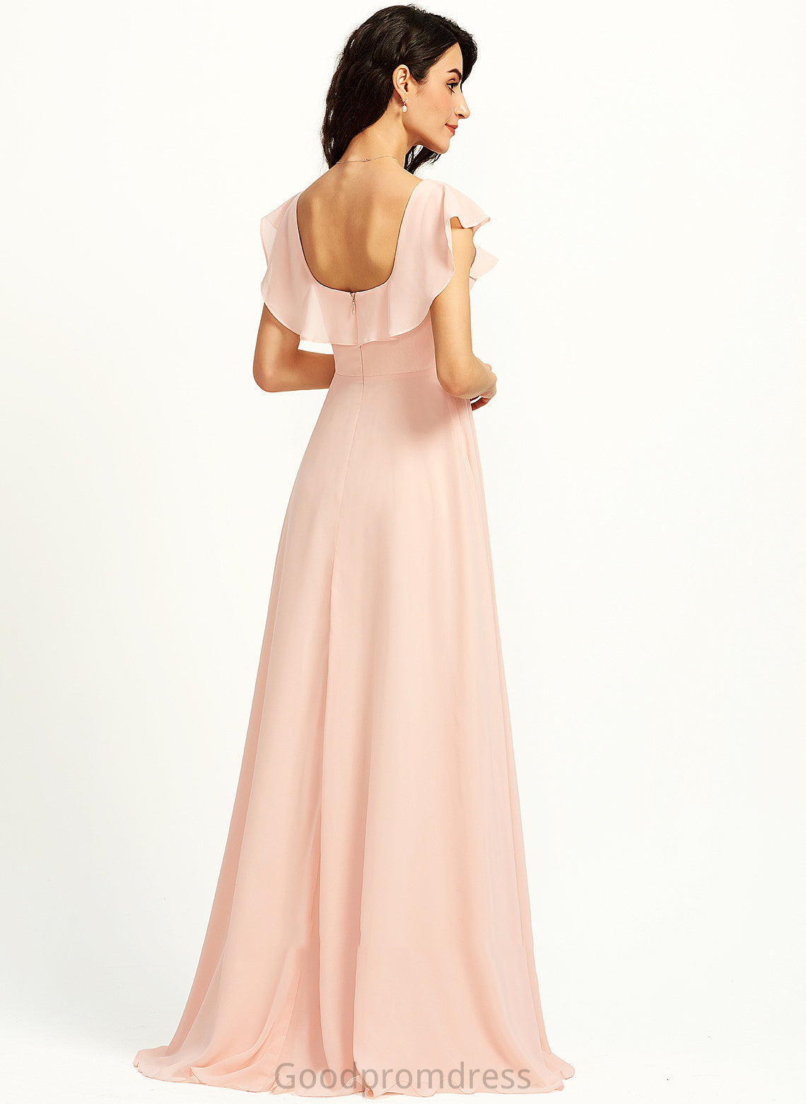 SquareNeckline Fabric SplitFront Floor-Length Silhouette Length Neckline A-Line Embellishment Mabel A-Line/Princess Spaghetti Staps Bridesmaid Dresses