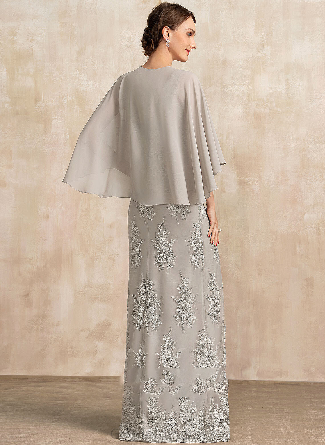 Neckline of Square Floor-Length Bride the Mother of the Bride Dresses A-Line Lace Dress Mother Lacey