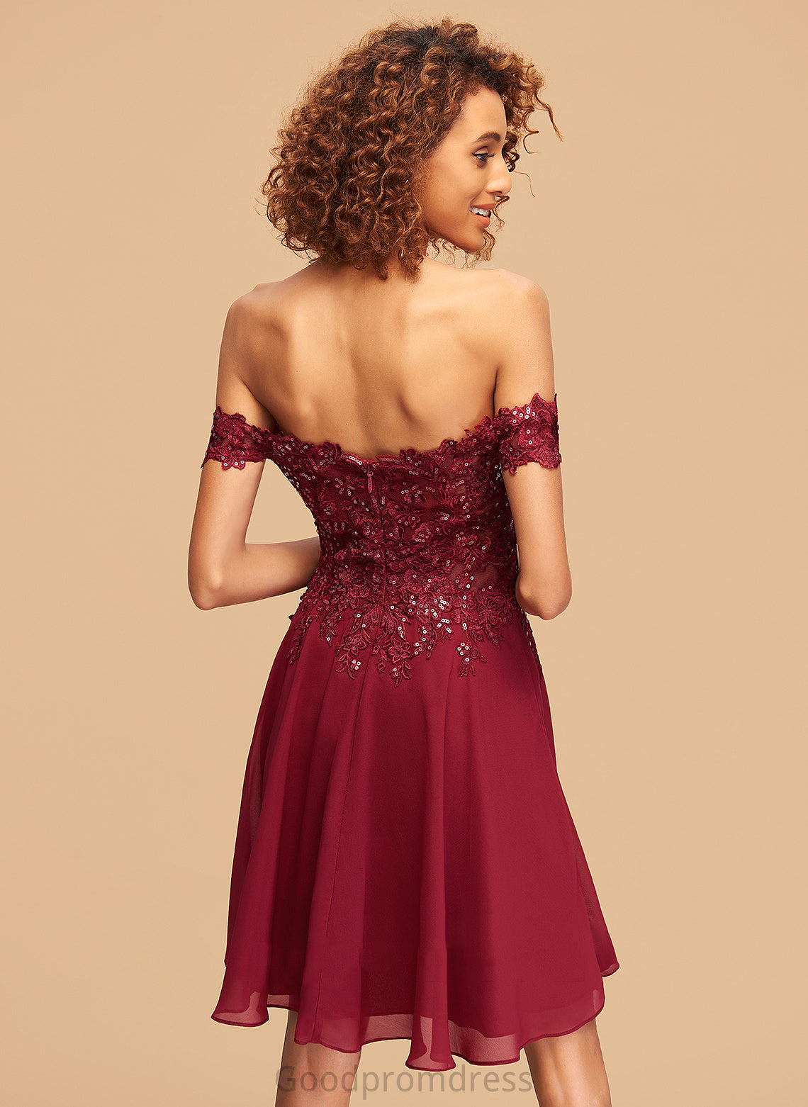 With Dress Homecoming Dresses Lace Kiersten Chiffon Sequins Short/Mini Off-the-Shoulder Homecoming A-Line