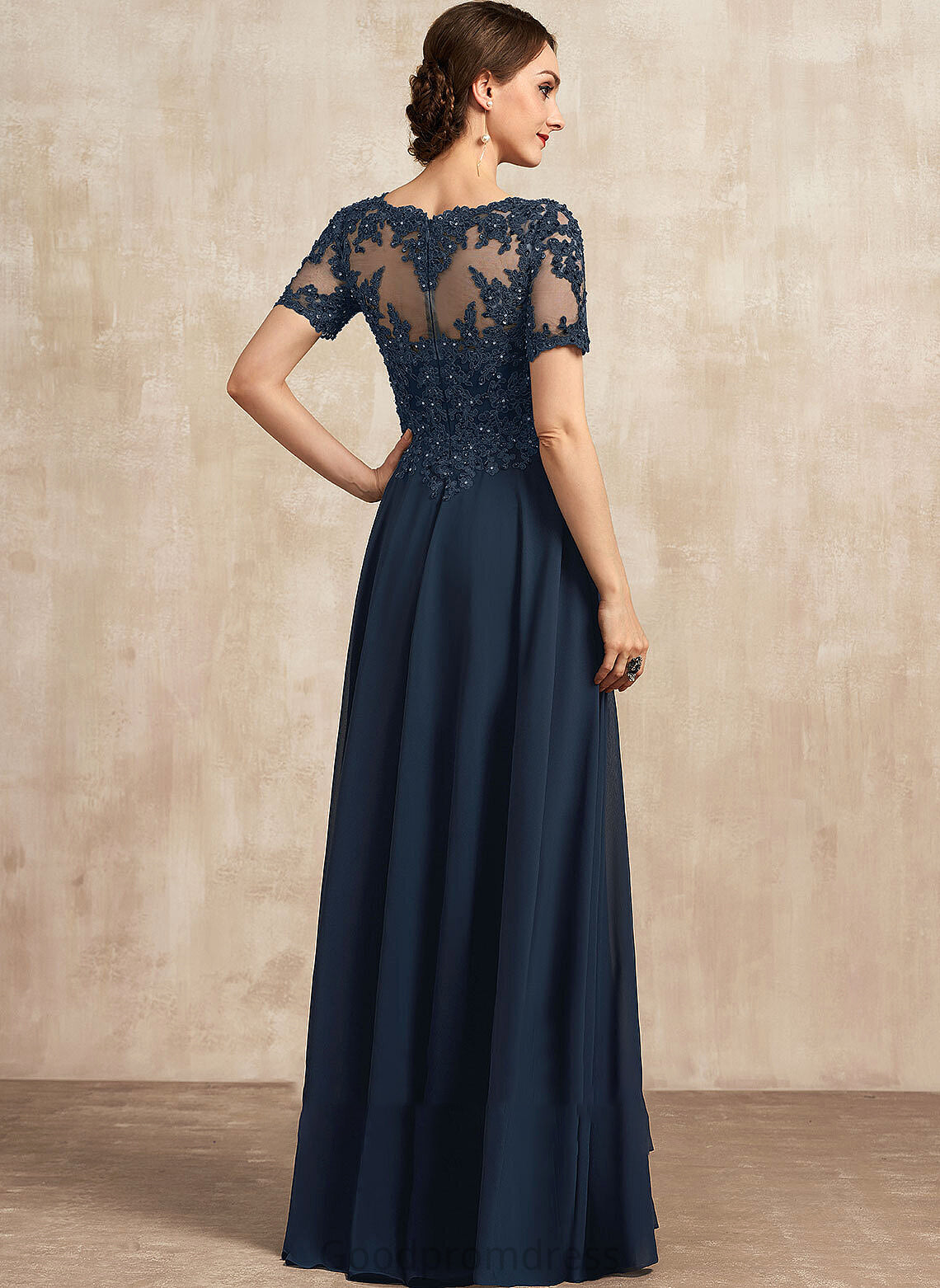 of Bride Sequins Beading With Chiffon Mother of the Bride Dresses the Dress Neck Aniya Floor-Length A-Line Scoop Mother Lace