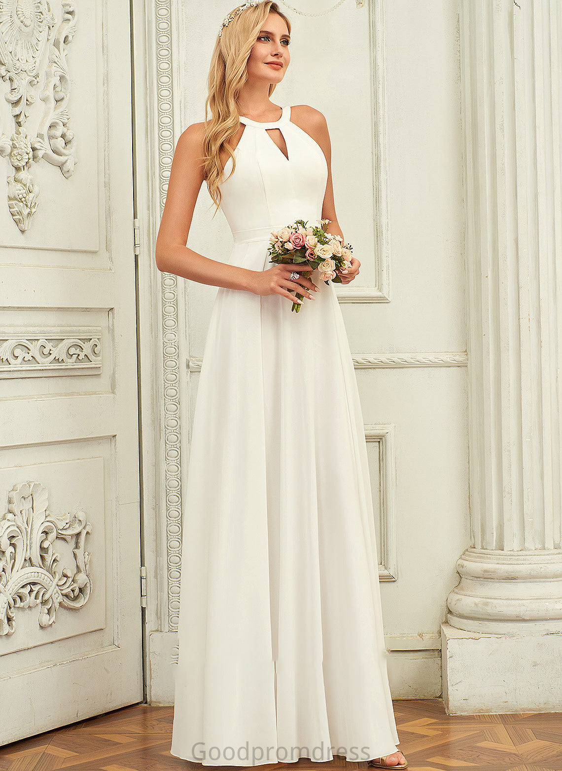 Wedding Dresses Scoop Neck Ingrid Chiffon Floor-Length Wedding A-Line Dress