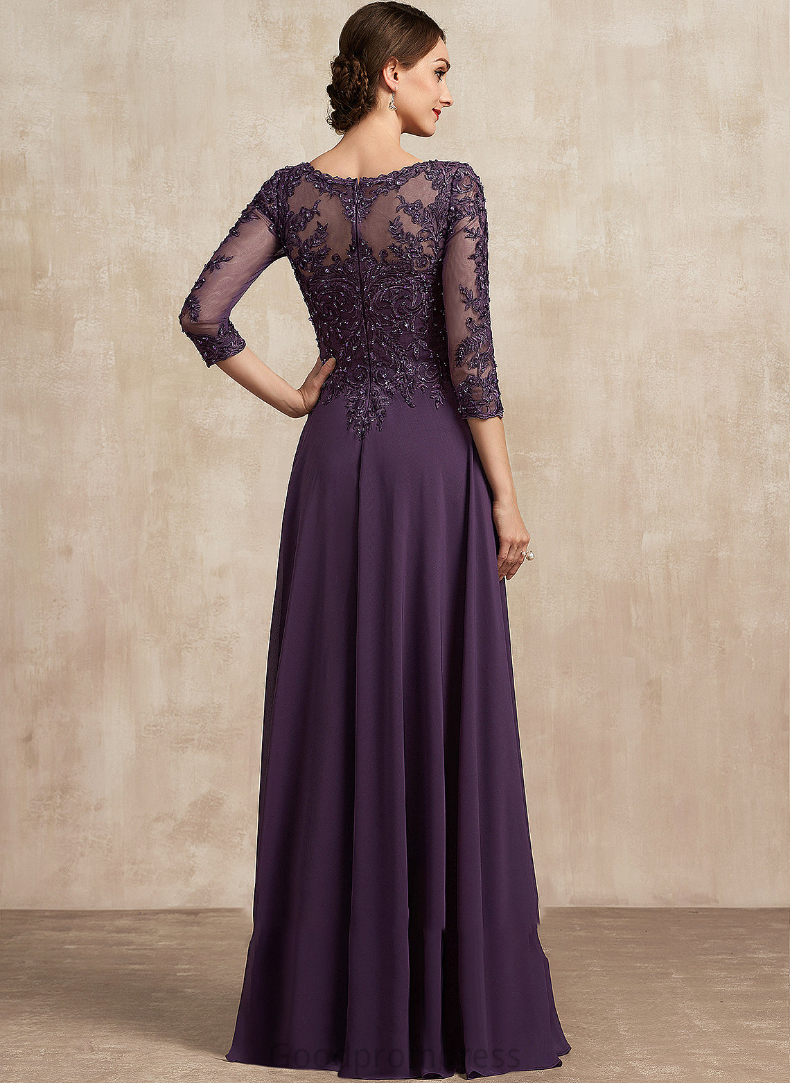 Samantha the A-Line Lace Scoop Mother of the Bride Dresses With Bride of Dress Neck Mother Chiffon Floor-Length Sequins