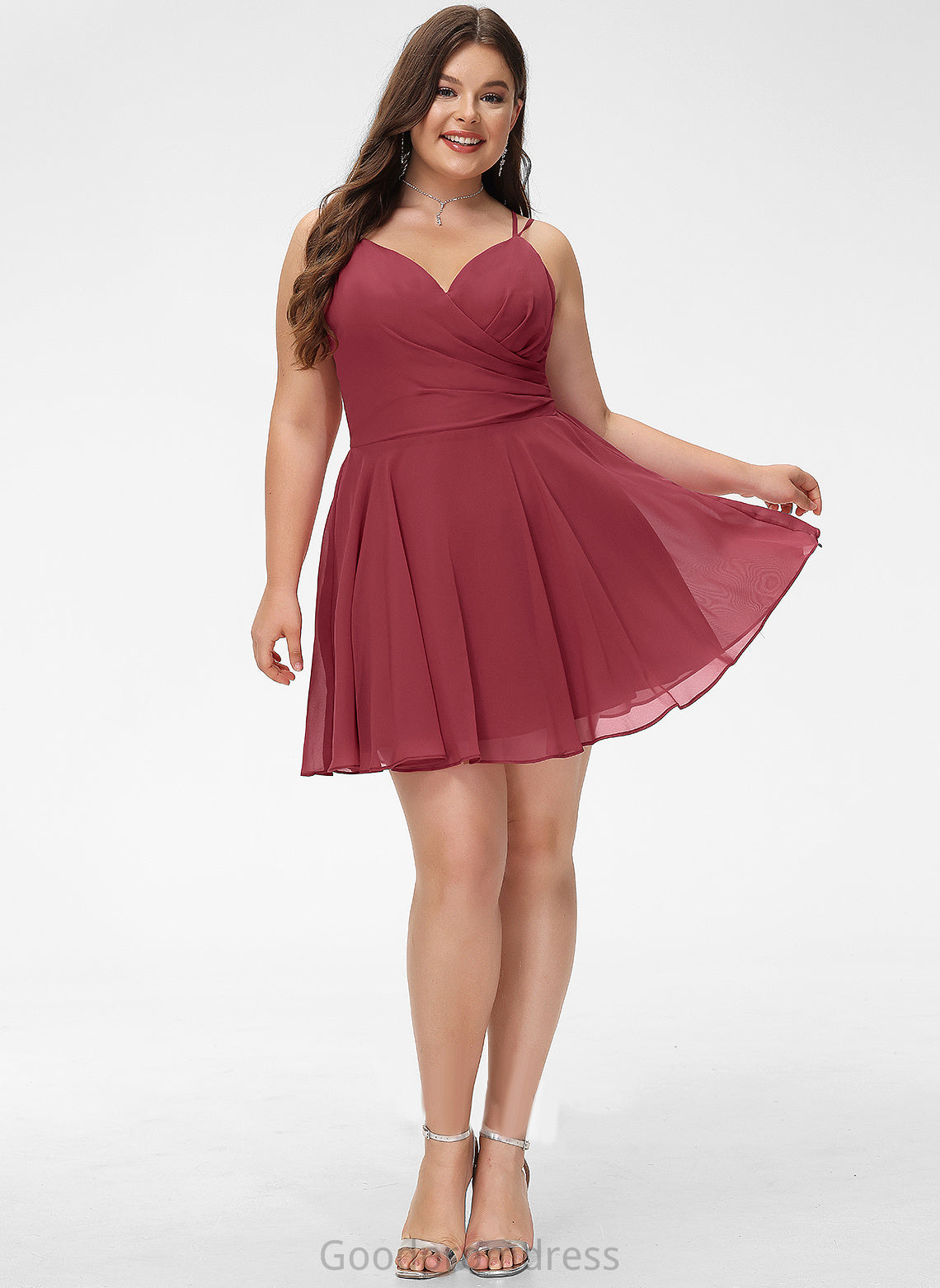 Homecoming A-Line Homecoming Dresses Chiffon Raegan Dress Ruffle V-neck Short/Mini With