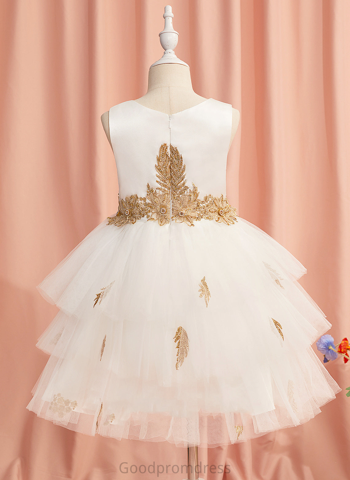 Dress Girl Lace/Beading Jimena Ball-Gown/Princess Flower - Knee-length Tulle Flower Girl Dresses Sleeveless With Neck Scoop