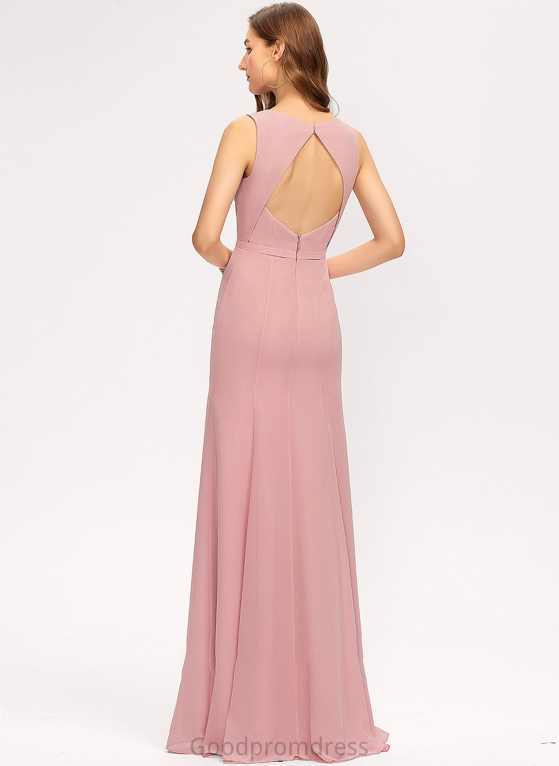 Fabric ScoopNeck Embellishment SplitFront Floor-Length Length Sheath/Column Silhouette Neckline Johanna Spaghetti Staps Sleeveless Bridesmaid Dresses