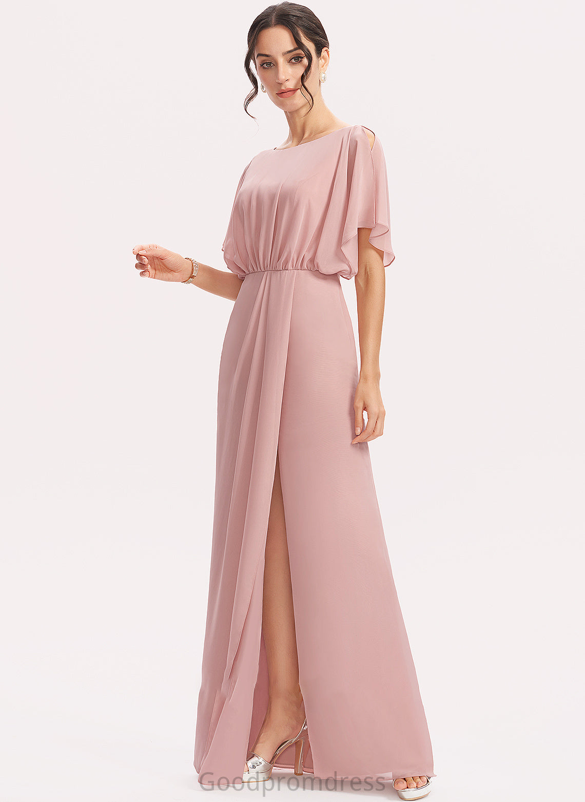 Straps Fabric Silhouette Floor-Length Embellishment Length Sheath/Column SplitFront Heaven Off The Shoulder Natural Waist Spaghetti Staps Bridesmaid Dresses