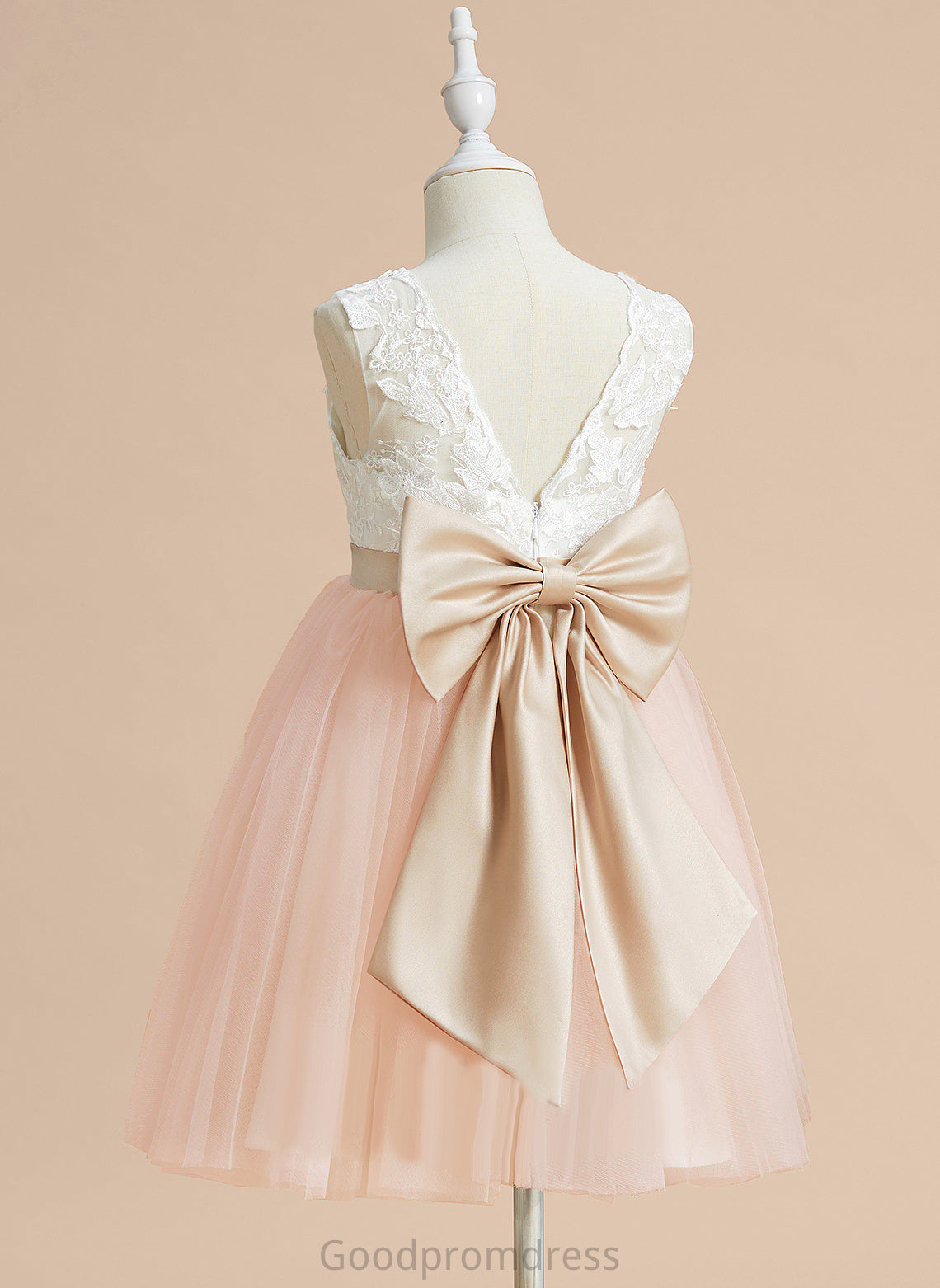 Dress Tulle/Lace Sleeveless Knee-length Neck Bow(s) Flower With - Flower Girl Dresses A-Line Isabelle Girl Scoop