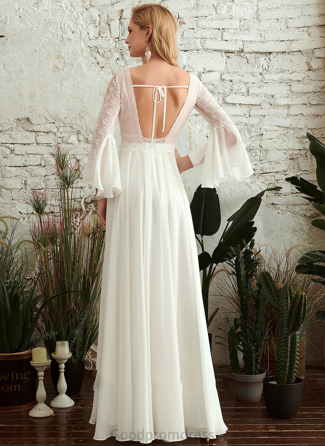 A-Line Floor-Length Wedding Dresses Wedding Dress V-neck Jaylah