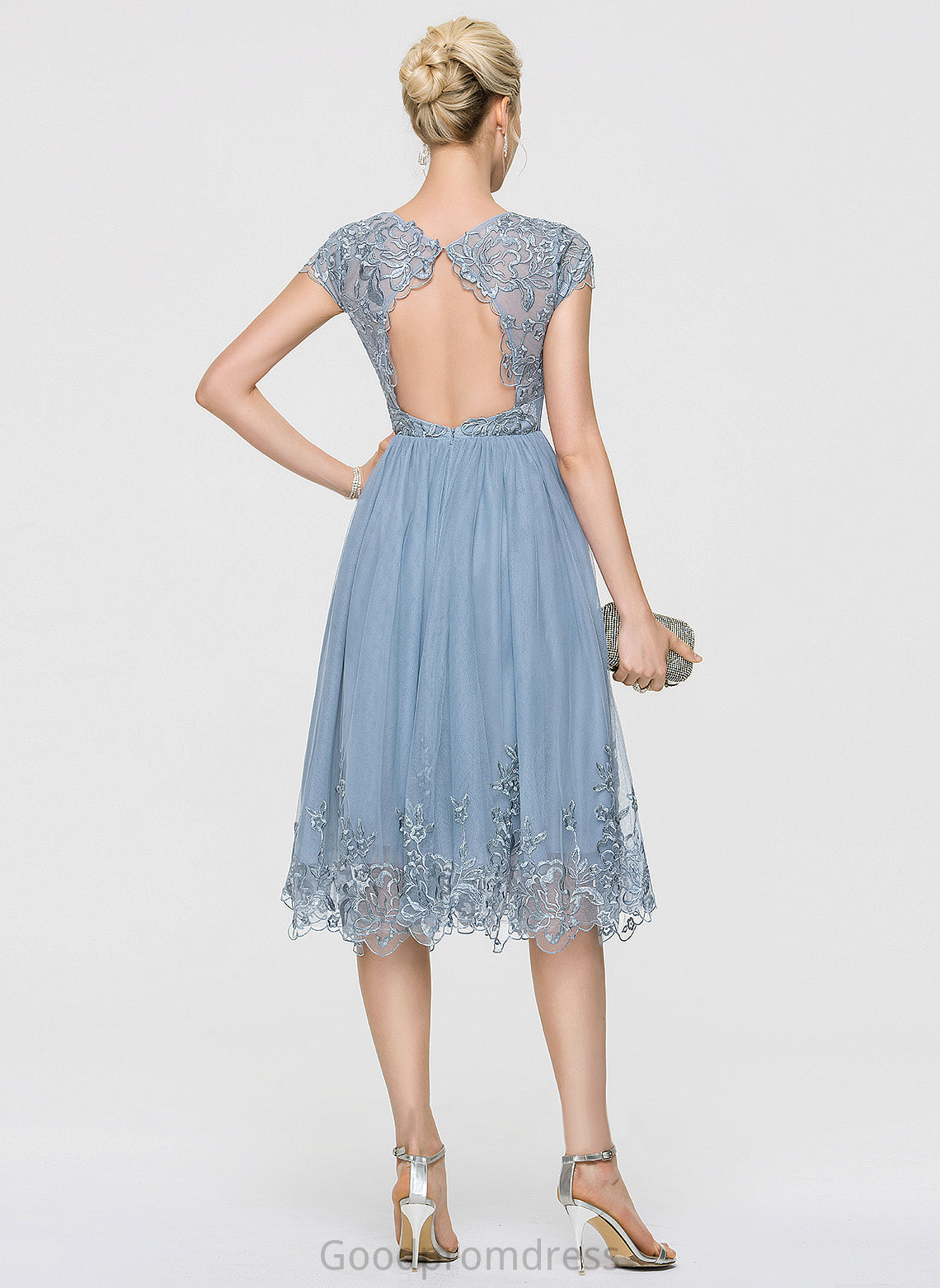 Neck With Janet Lace Tulle Dress Sequins Scoop Homecoming Knee-Length A-Line Homecoming Dresses