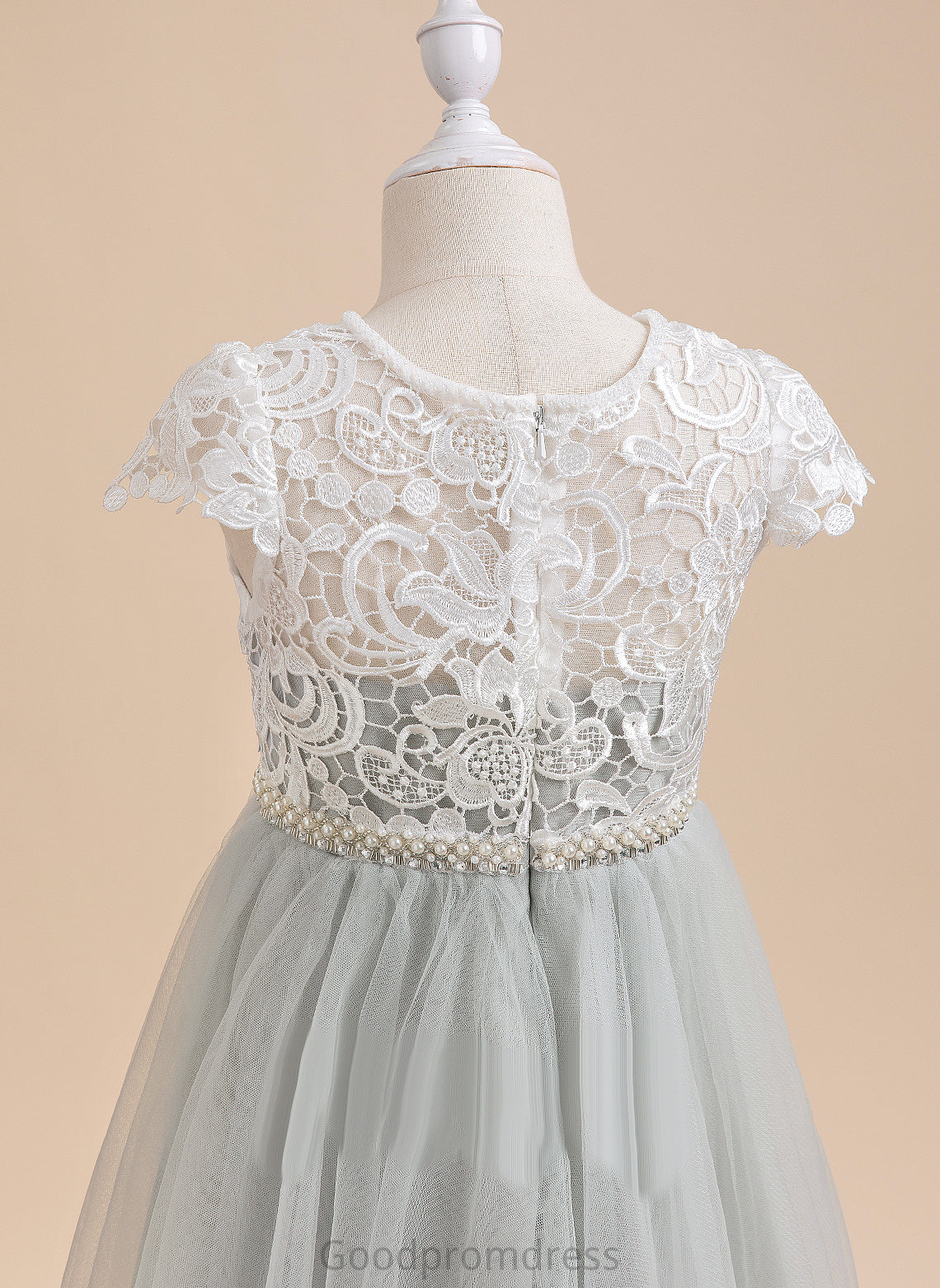 Short Dress Tulle Flower Tina - Scalloped Girl Neck Lace/Beading/Sequins With A-Line Flower Girl Dresses Sleeves Knee-length