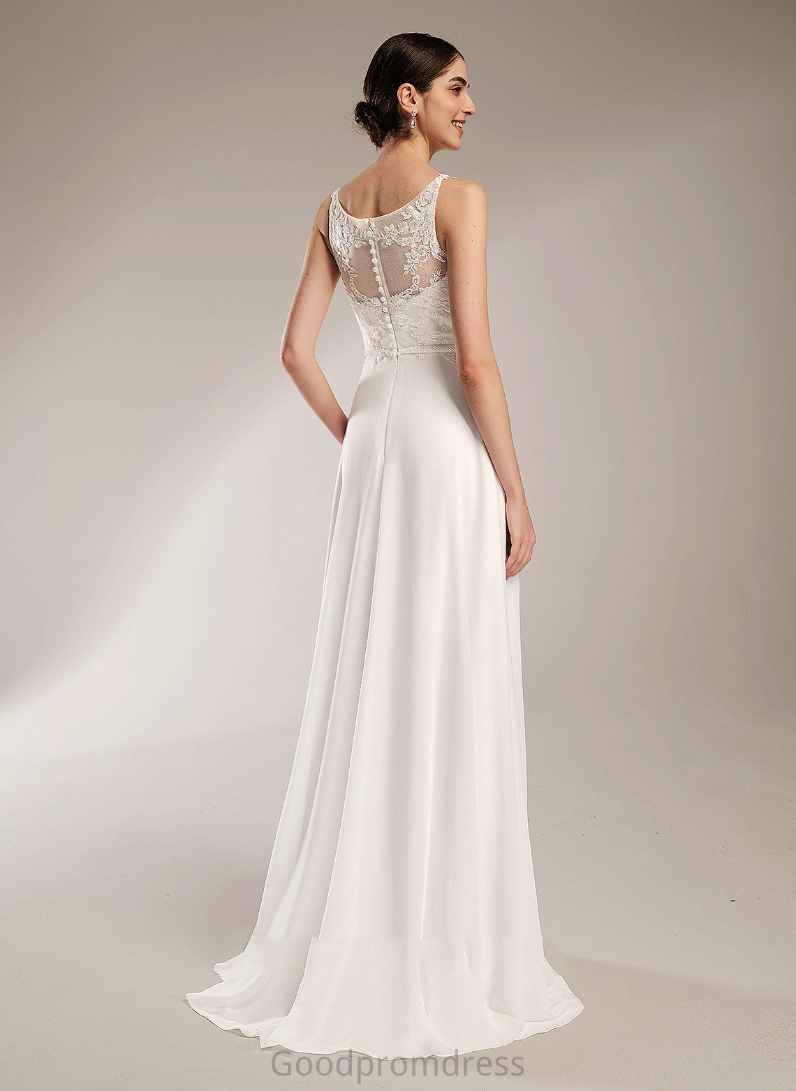 Zara Train Wedding Dress A-Line With Sweep Lace Sequins Illusion Wedding Dresses