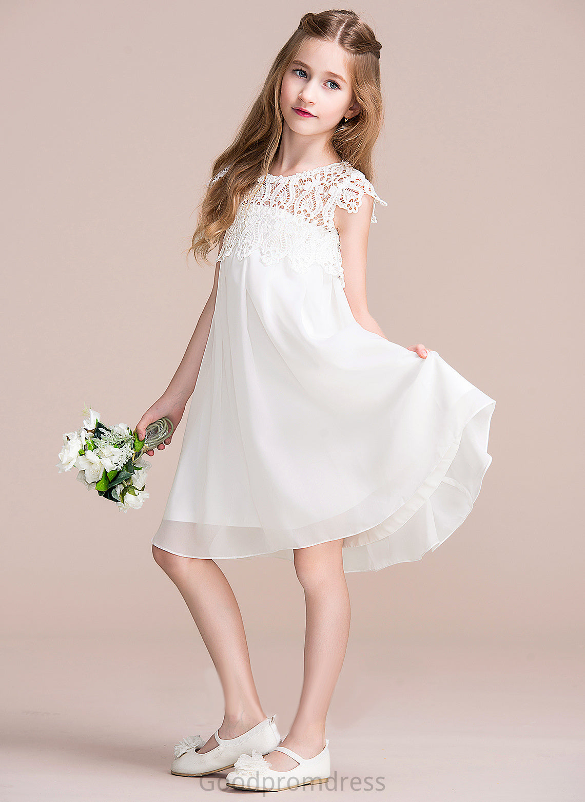 Neck Flower Girl Dresses Chiffon/Lace Sleeveless Knee-length Scoop Girl - Dress Kaylyn Empire Flower