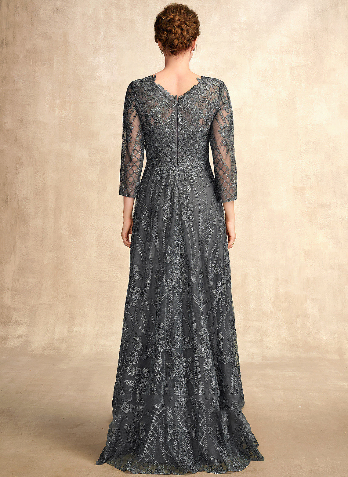 Scoop Lace Floor-Length Mother Sequins With Dress Neck A-Line Mother of the Bride Dresses the Jazmine of Bride