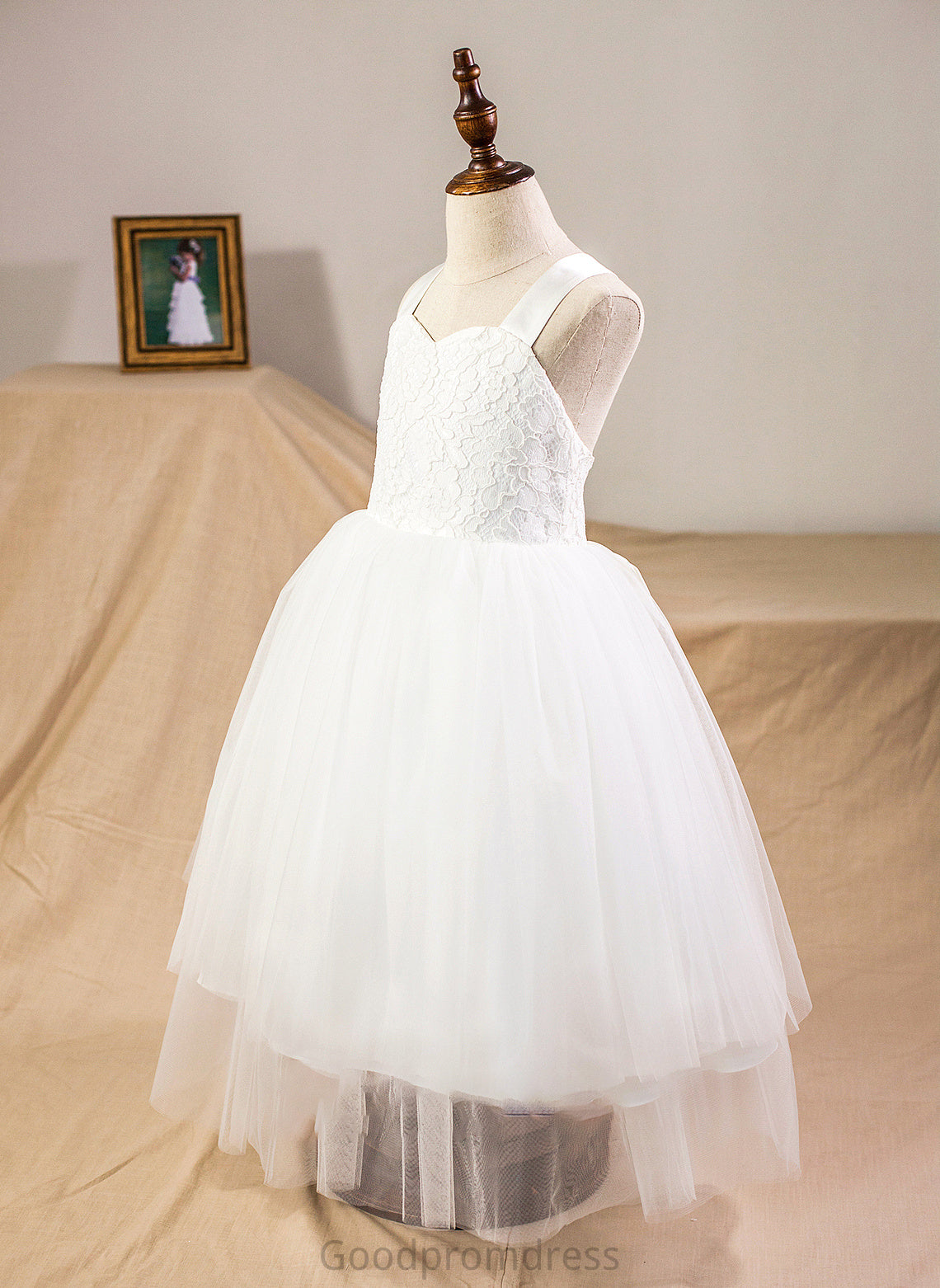 Lace Ball-Gown/Princess Satin Junior Bridesmaid Dresses Sweetheart Tea-Length Tulle With Bow(s) Eleanor