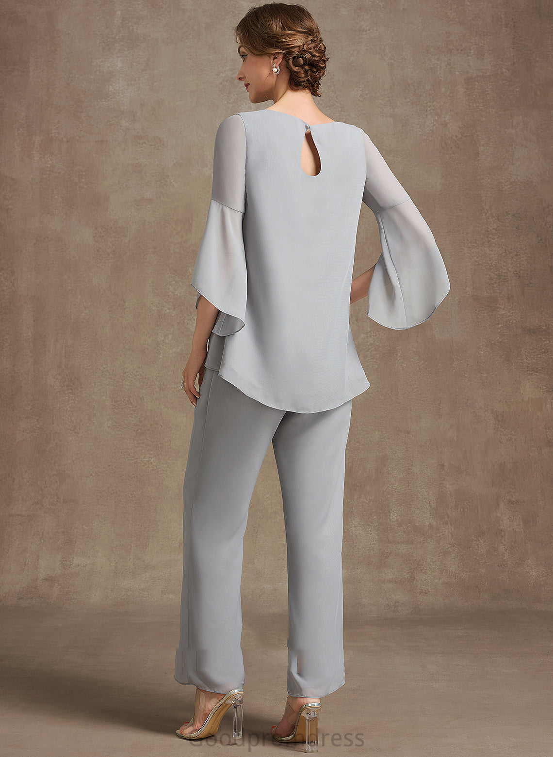 Jumpsuit/Pantsuit Neck Campbell Scoop of Ankle-Length the Dress Mother Bride Chiffon Mother of the Bride Dresses