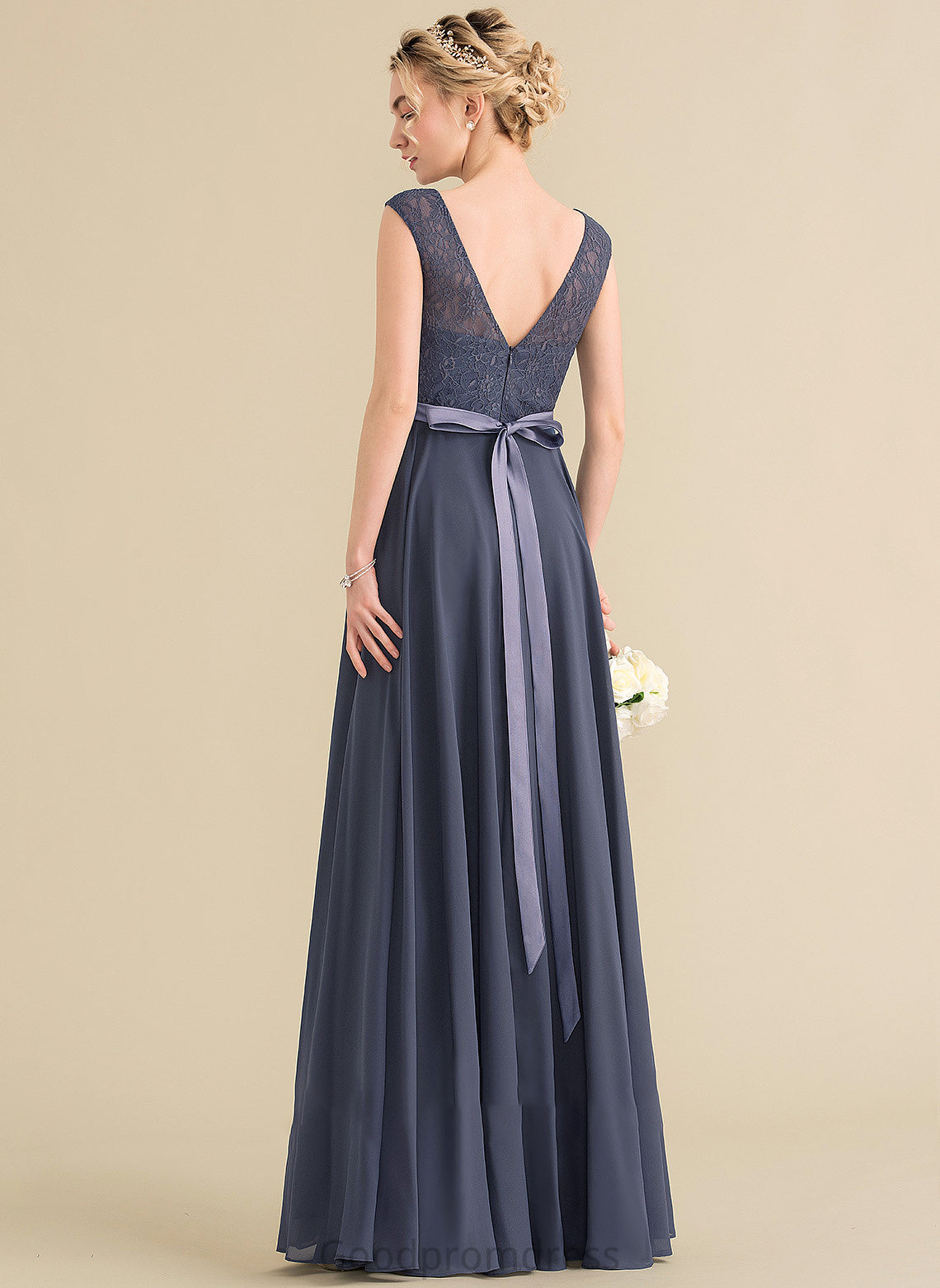 Length Neckline Floor-Length Fabric ScoopNeck A-Line Silhouette Bow(s) Embellishment Gillian Floor Length A-Line/Princess Bridesmaid Dresses