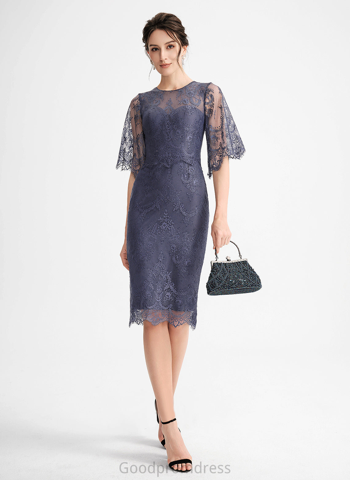 Lace Dress Nan Neck Lace Cocktail Sheath/Column With Knee-Length Scoop Cocktail Dresses