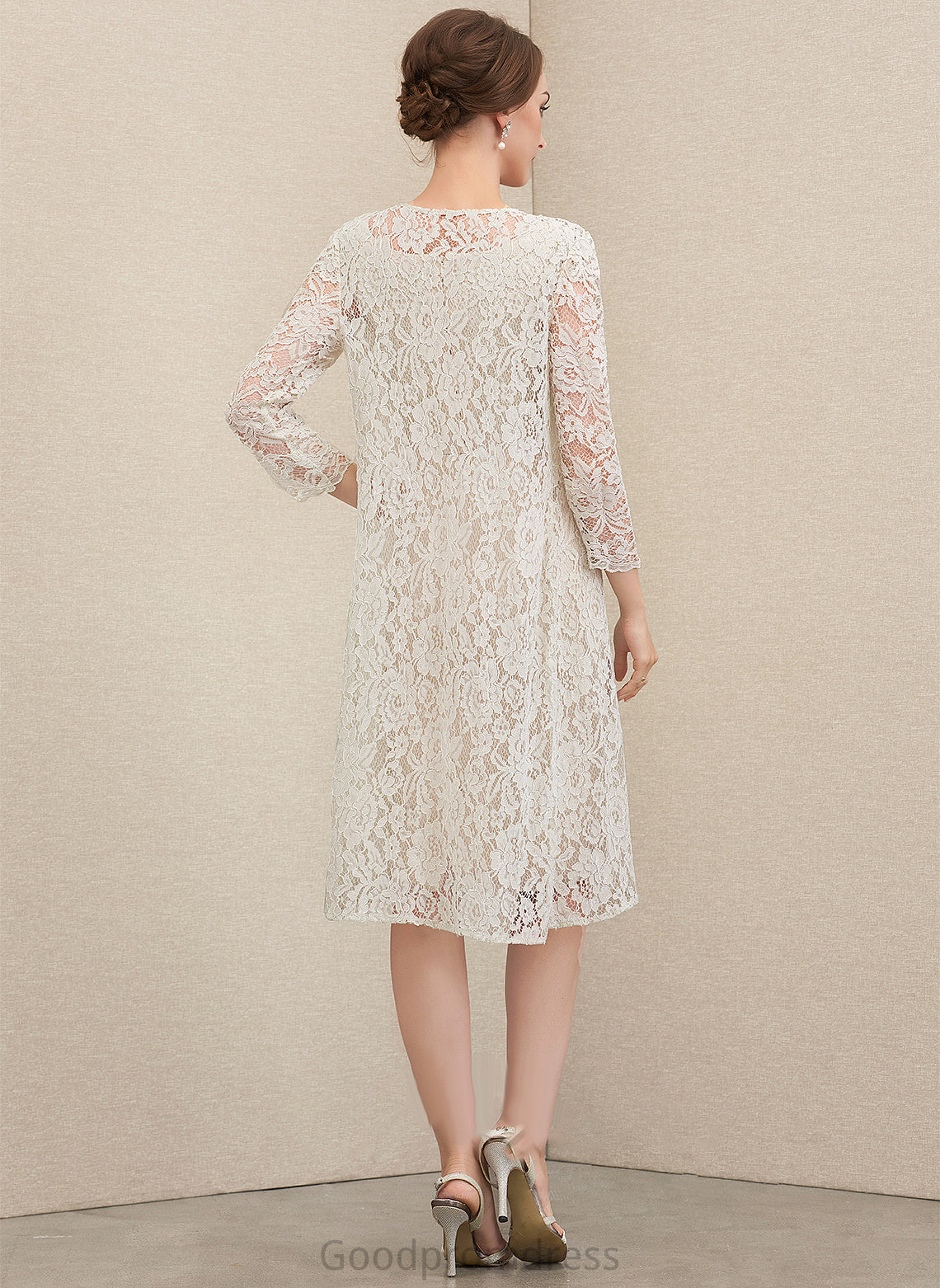 the Bow(s) Mother of the Bride Dresses Bride of With Mother Chiffon Martina Knee-Length Lace Dress Sheath/Column V-neck