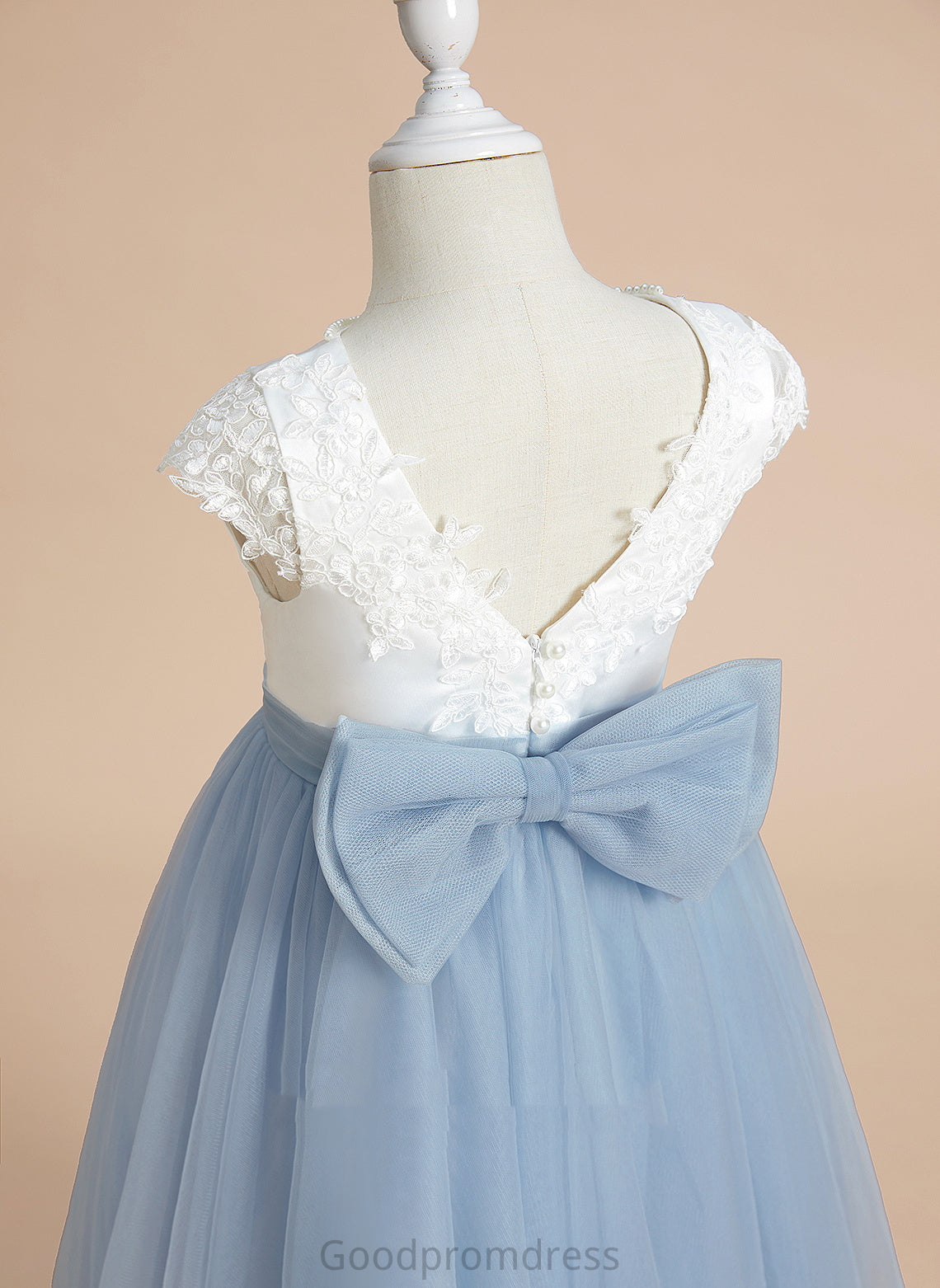 A-Line With - Lace/Bow(s) Dress Sleeveless Gwendoline Flower Scoop Satin/Tulle Flower Girl Dresses Neck Girl Tea-length