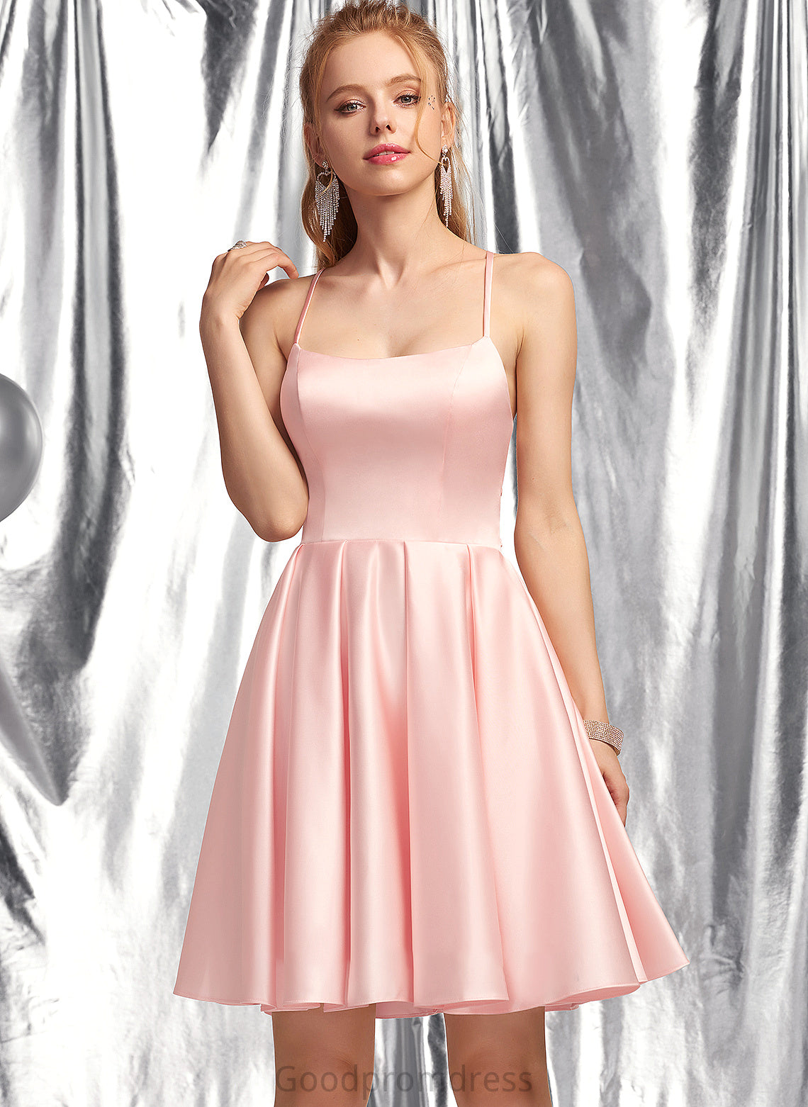 Short/Mini Prom Dresses Satin A-Line Alejandra Square Neckline