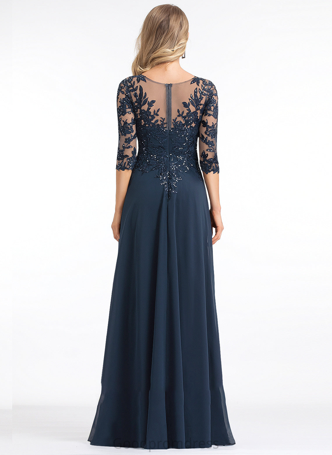 A-Line Sequins Floor-Length V-neck With Jaiden Prom Dresses Chiffon