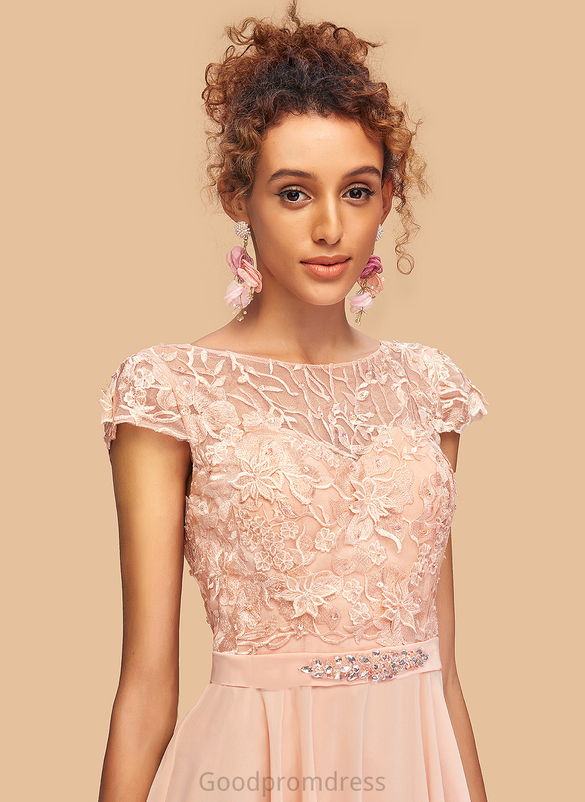 Homecoming Dresses With A-Line Dress Scoop Fiona Chiffon Homecoming Beading Lace Short/Mini Neck