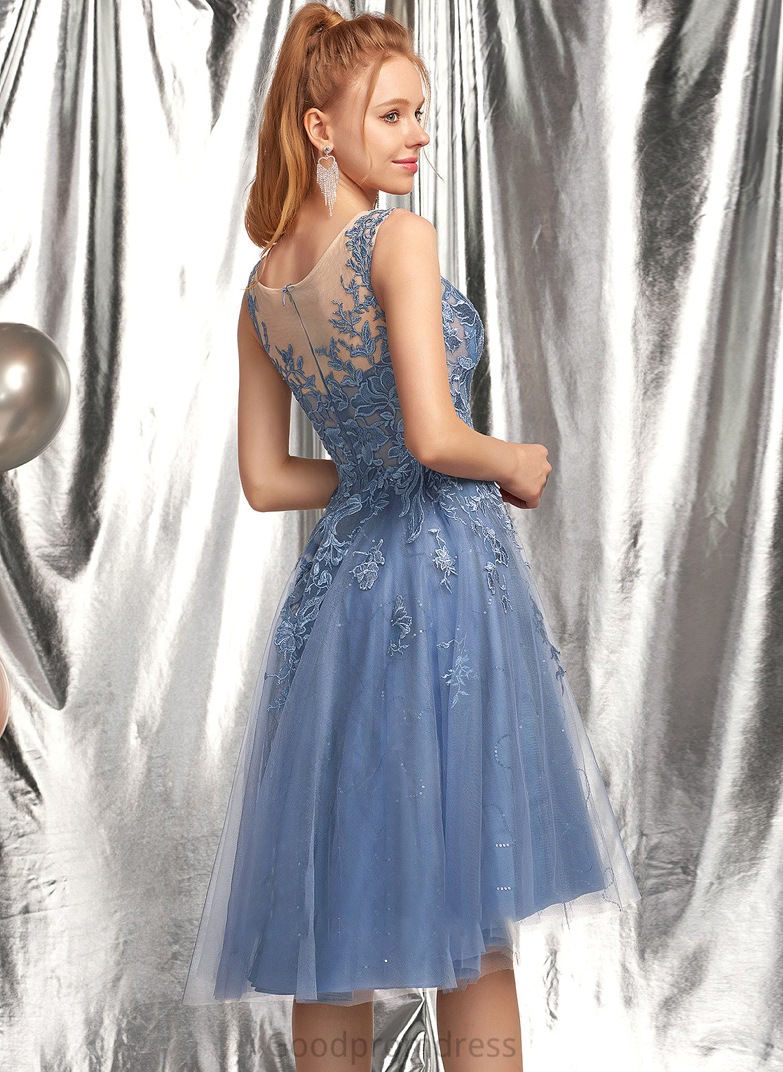 Asymmetrical Prom Dresses Scoop Violet Neck Sequins With A-Line Tulle