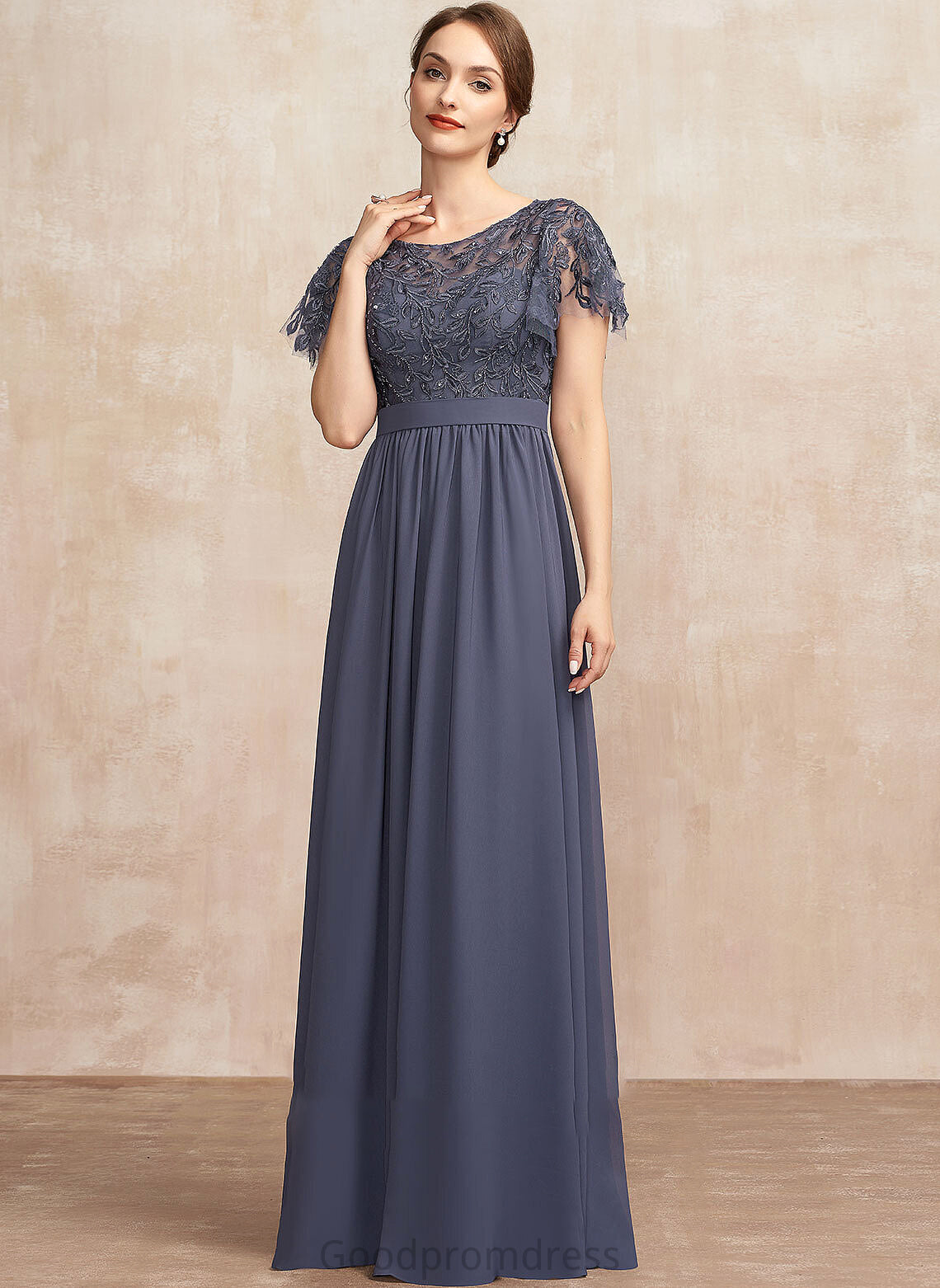 Scoop Mother Mother of the Bride Dresses Lace Sequins Sasha Neck Floor-Length A-Line With the Bride of Dress Chiffon