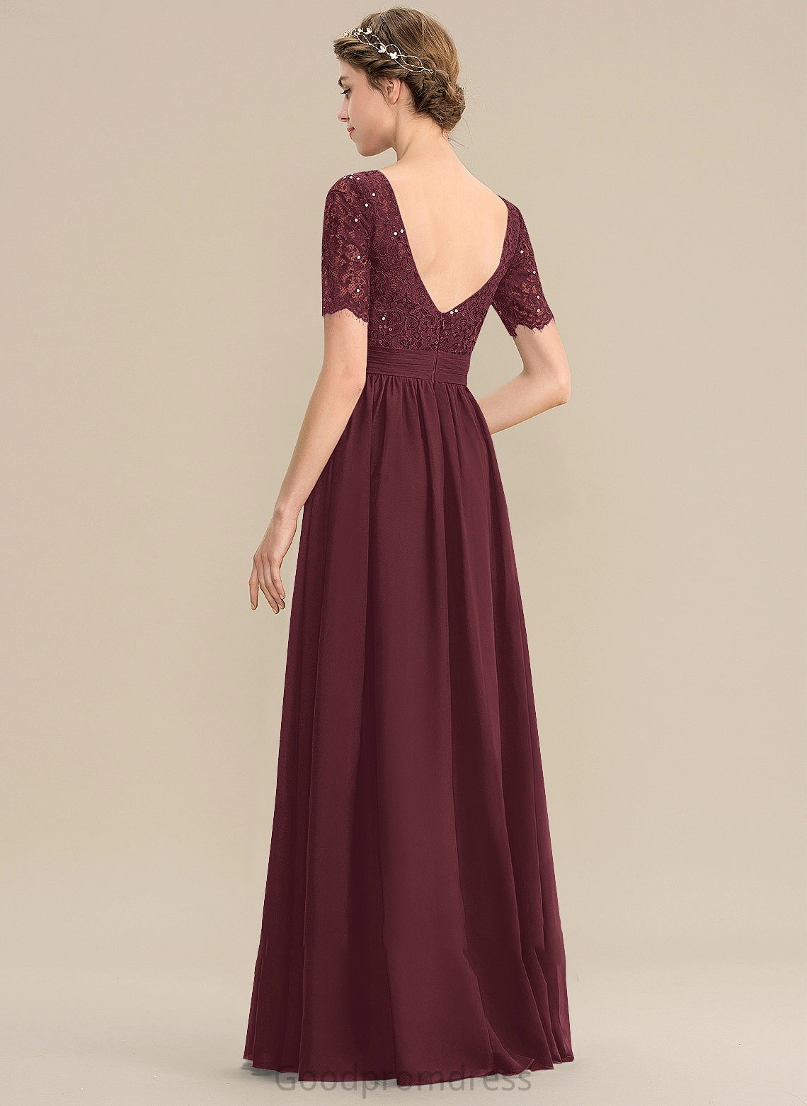 Silhouette Sequins ScoopNeck Floor-Length Neckline Fabric Length Embellishment A-Line Judith Straps A-Line/Princess Bridesmaid Dresses