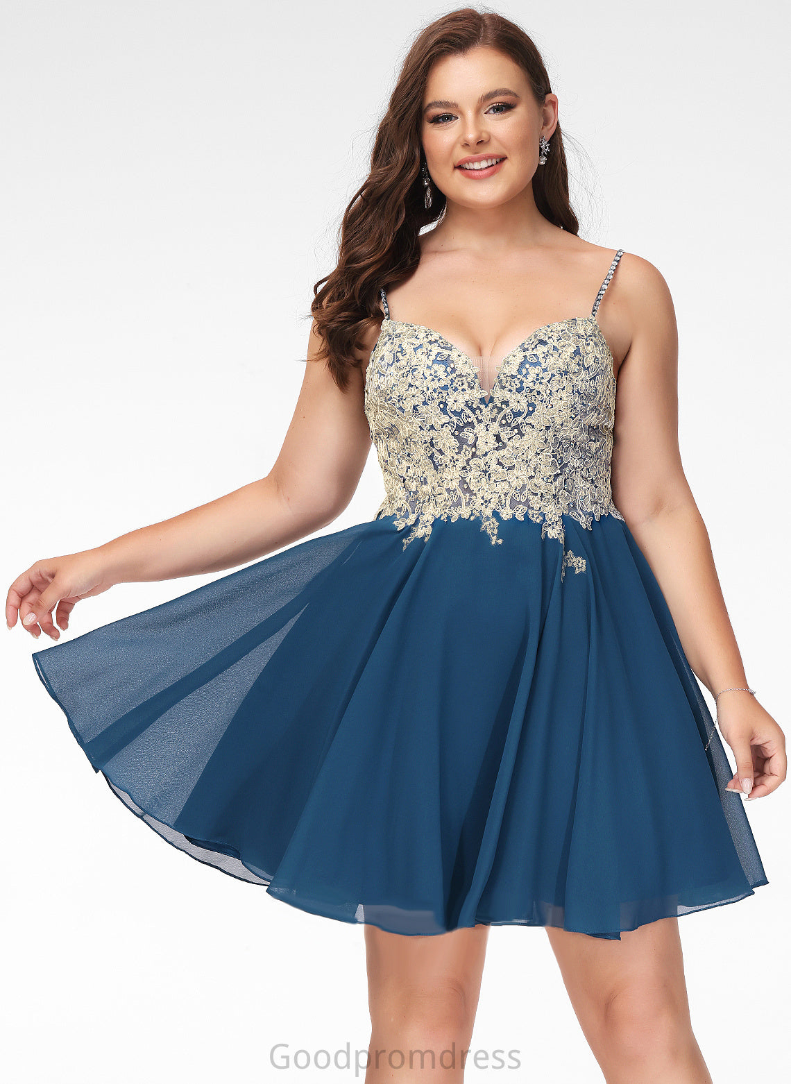 Alissa Short/Mini Chiffon V-neck With Beading Prom Dresses Lace A-Line