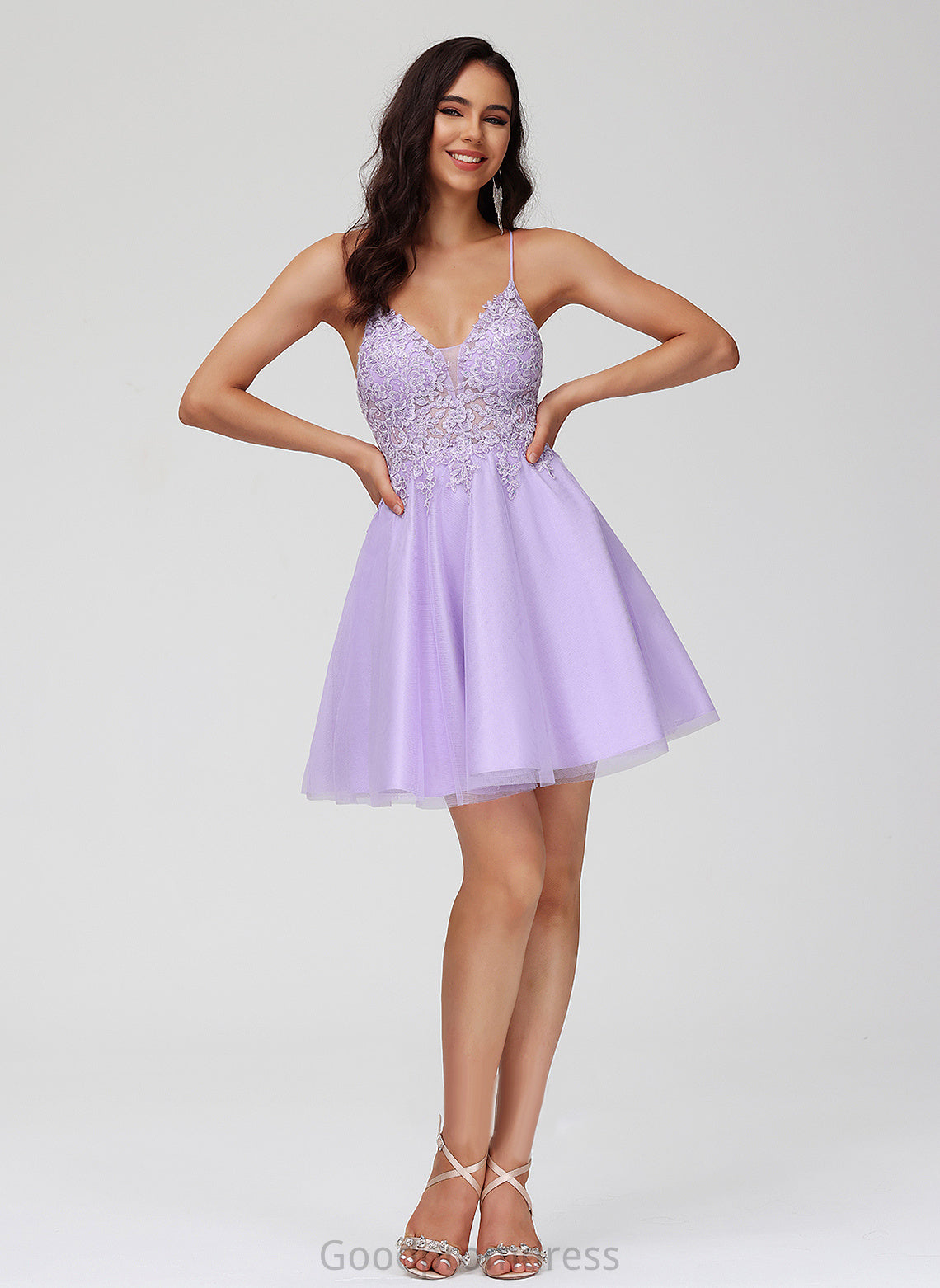 Dress Beading With Tulle V-neck Lace Homecoming Short/Mini A-Line Homecoming Dresses Roberta