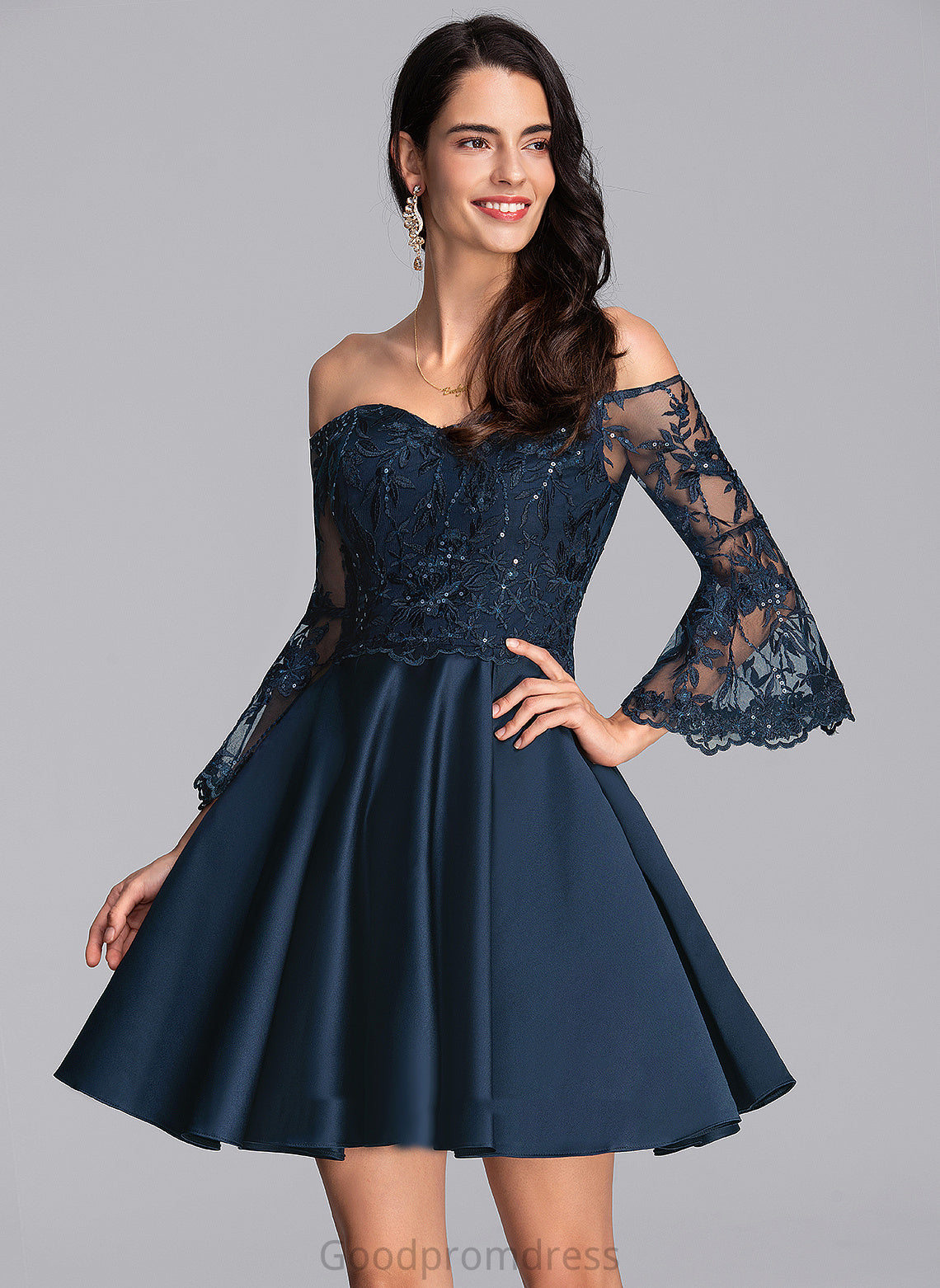 Homecoming Dresses Athena Dress Lace With A-Line Short/Mini Off-the-Shoulder Homecoming Satin