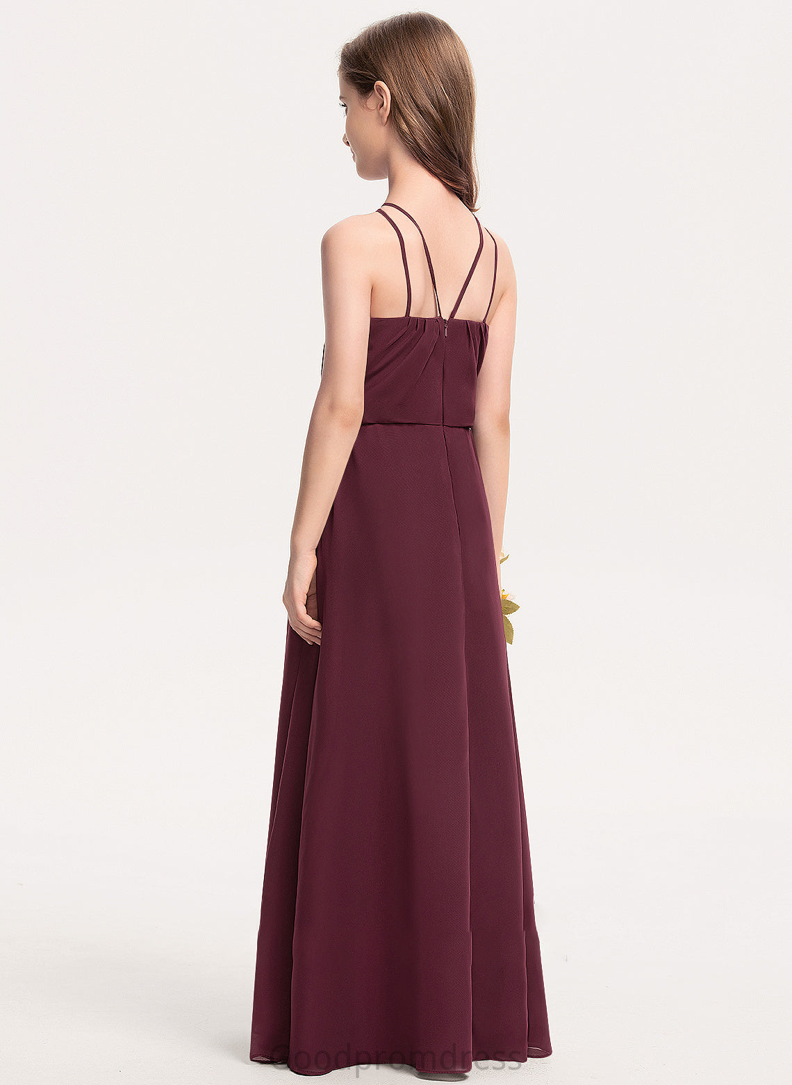 Floor-Length Chiffon Junior Bridesmaid Dresses V-neck A-Line Lorelai