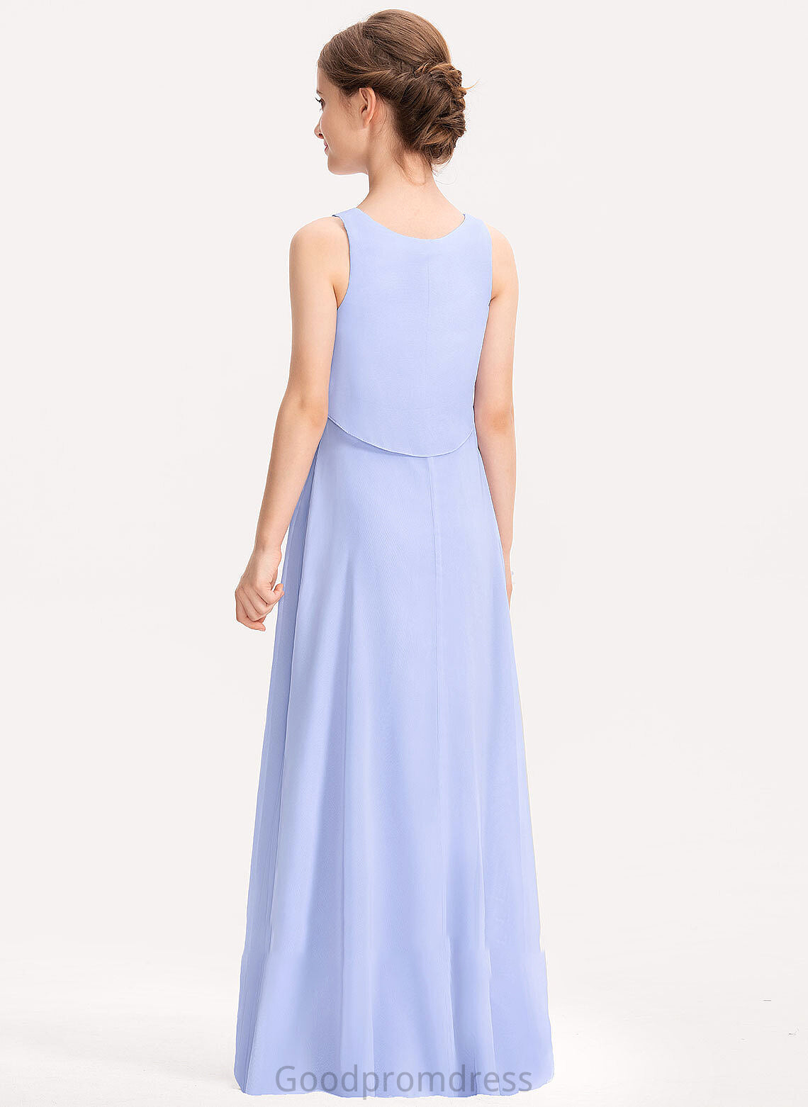 Chiffon Junior Bridesmaid Dresses A-Line Neck Floor-Length Joanne Scoop