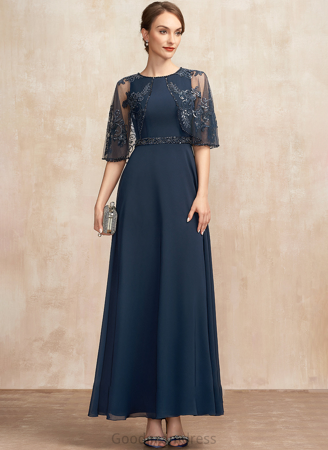 Neck Mother of the Bride Dresses Beading With Scoop Dress of Brisa the Lace Bride Sequins Chiffon Ankle-Length A-Line Mother