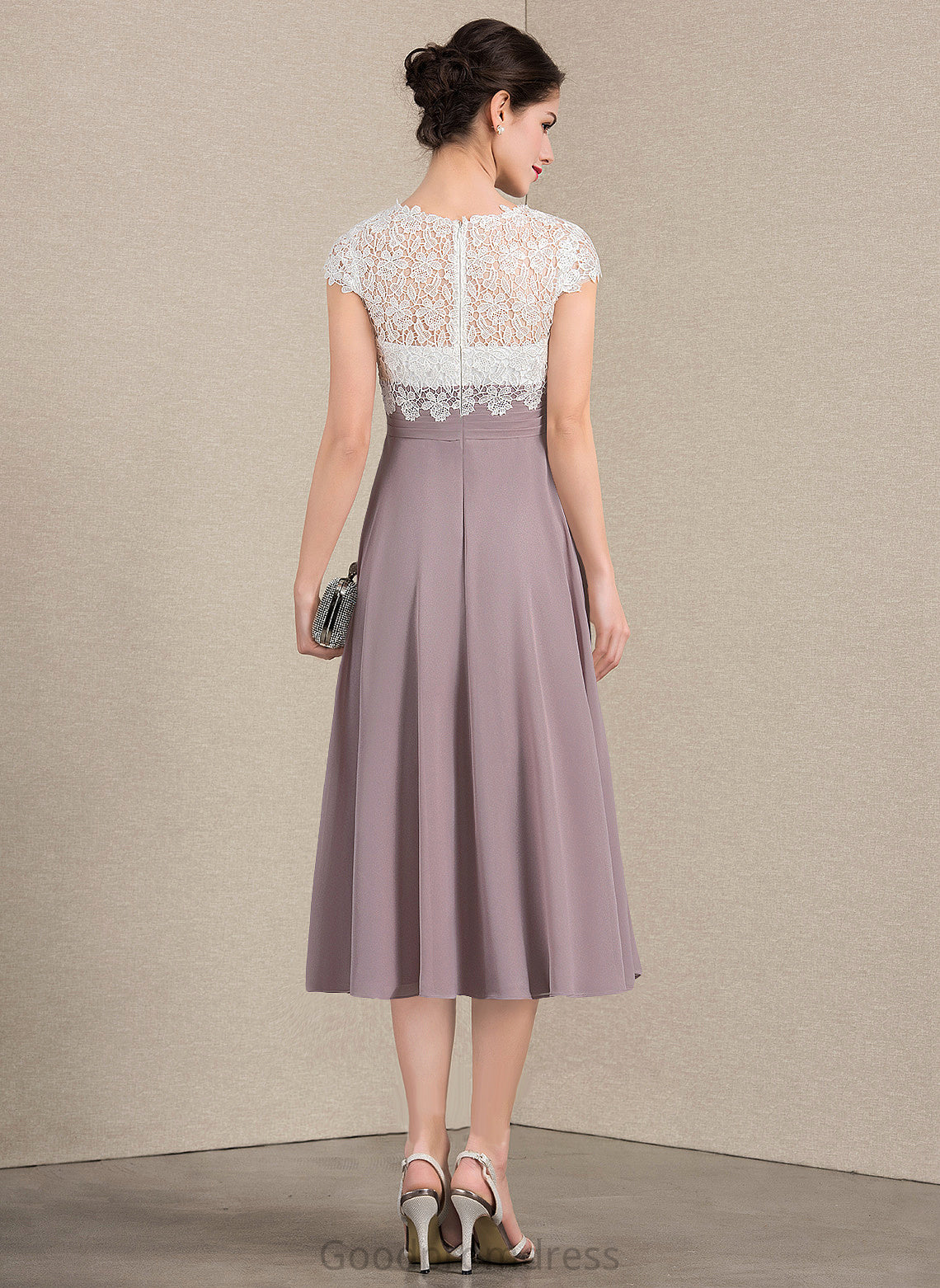 Dress Lace Mother of Bride Mother of the Bride Dresses the Chiffon V-neck A-Line Carlie Tea-Length